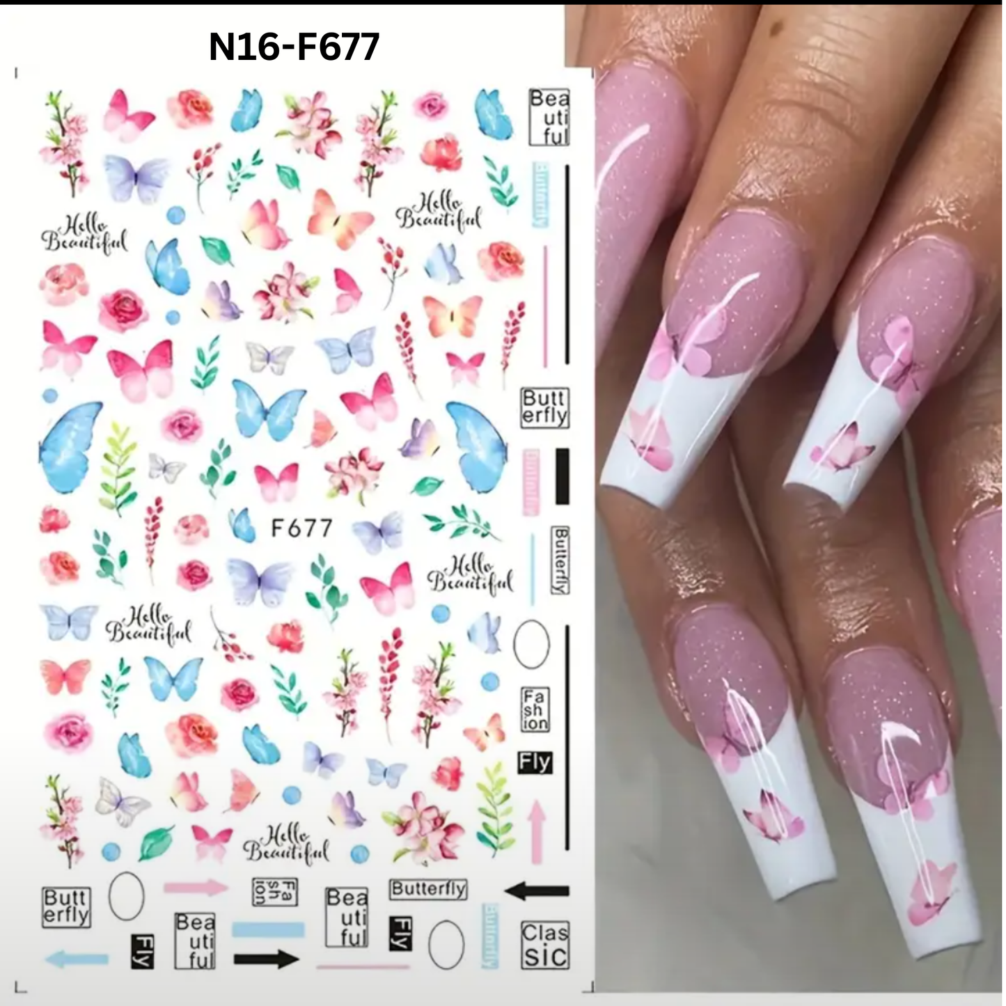 3D Butterfly Floral Nail Art Stickers, Spring Summer Decals for Manicure, Gel, Dipping, Acrylic