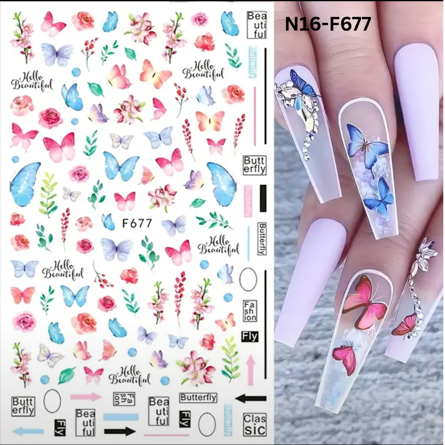 3D Butterfly Floral Nail Art Stickers, Spring Summer Decals for Manicure, Gel, Dipping, Acrylic