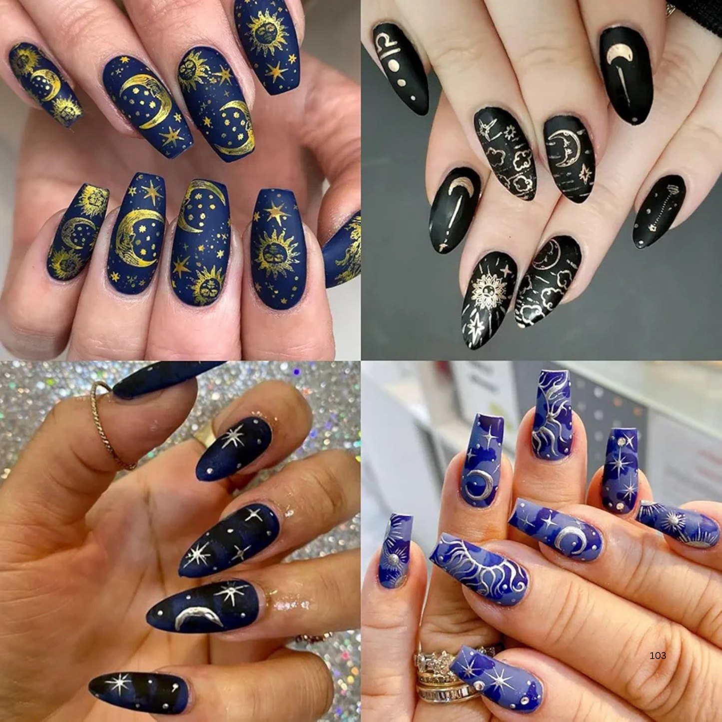 Celestial Nail Art Stickers – Sun Moon Star Nail Decals for DIY & Salon Manicure