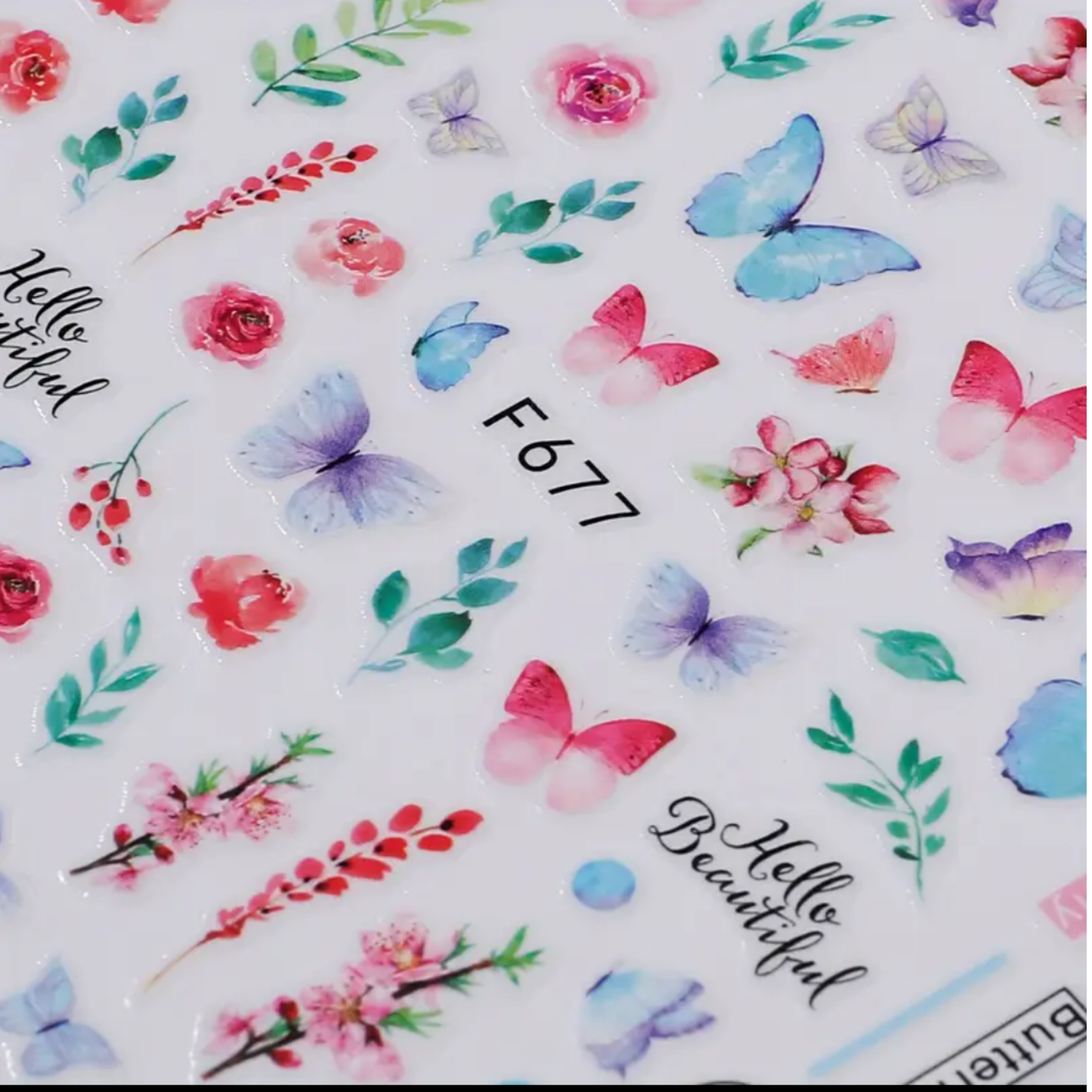 3D Butterfly Floral Nail Art Stickers, Spring Summer Decals for Manicure, Gel, Dipping, Acrylic