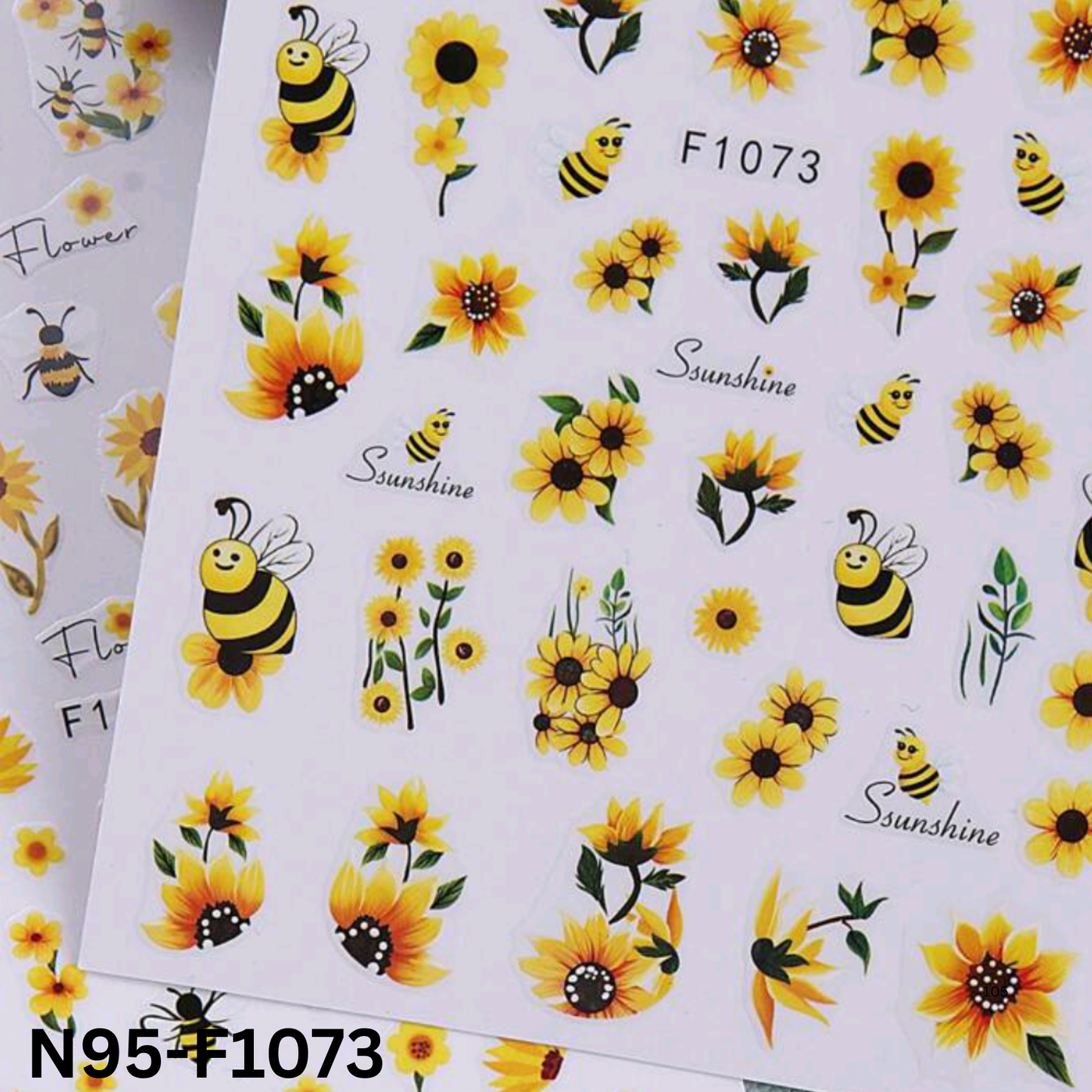 Cute Sunflower and Bee Nail Stickers ā 3D Nail Art for Natural or Acrylic Nails