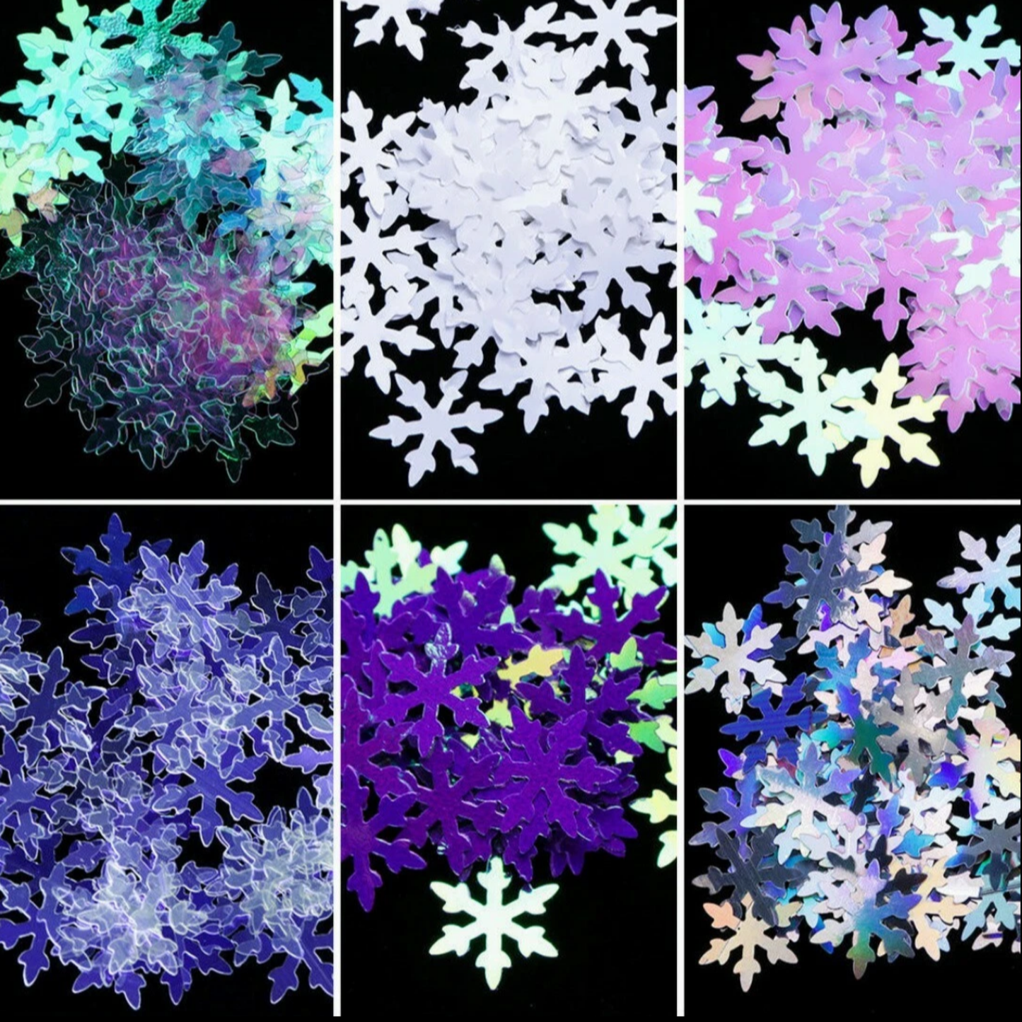 Set 12 Color 3D Christmas Snowflake Sequins Nail Art Sticker Glitter Metal Manicure