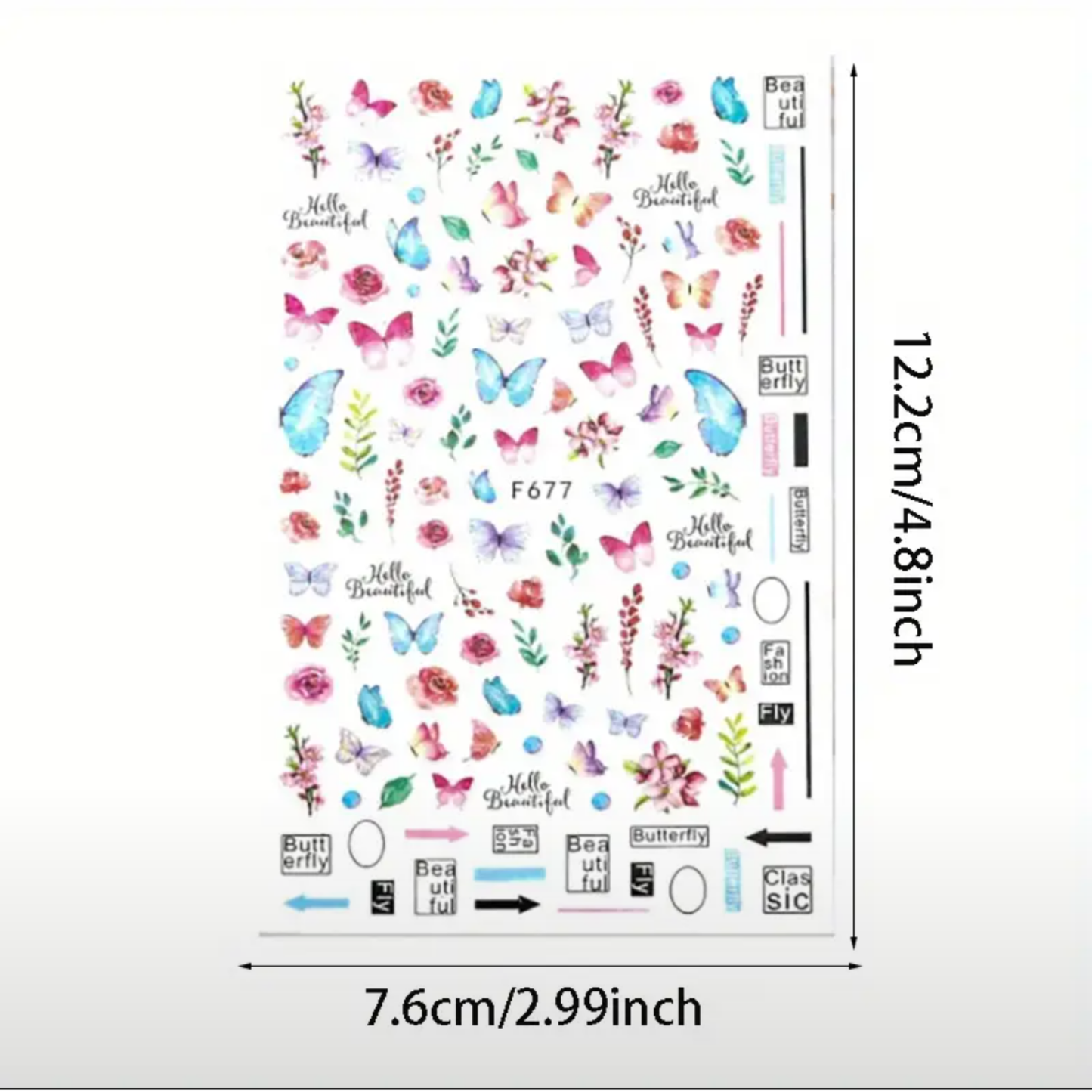 3D Butterfly Floral Nail Art Stickers, Spring Summer Decals for Manicure, Gel, Dipping, Acrylic