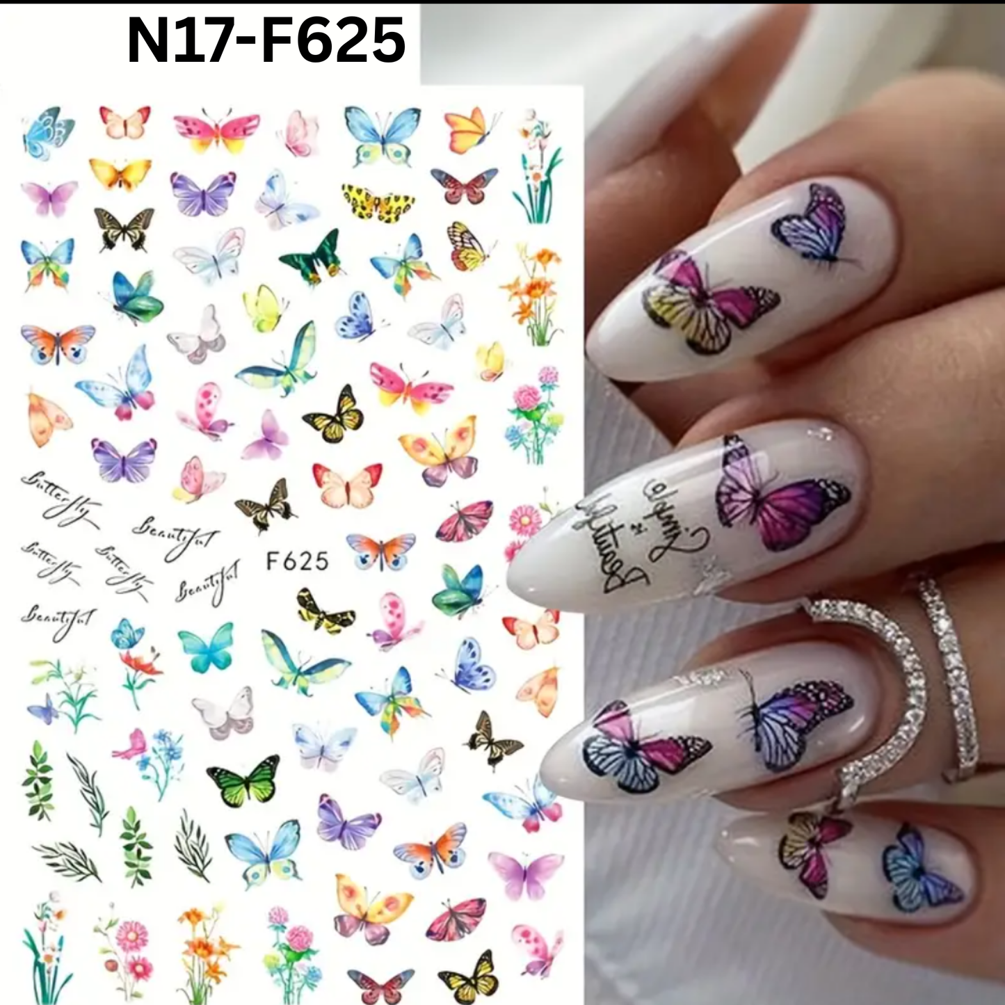 3D Butterfly Floral Nail Stickers, Spring/Summer Decals for Manicure, Gel, Dipping, Acrylic