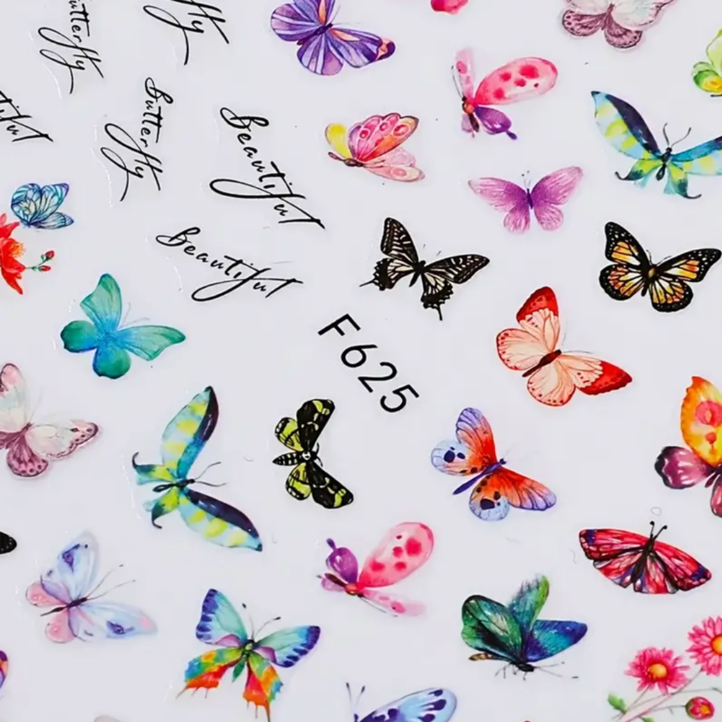 3D Butterfly Floral Nail Stickers, Spring/Summer Decals for Manicure, Gel, Dipping, Acrylic