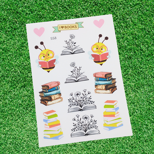 I Love  Books Handmade School & Book-Themed Vinyl Sticker Sheets