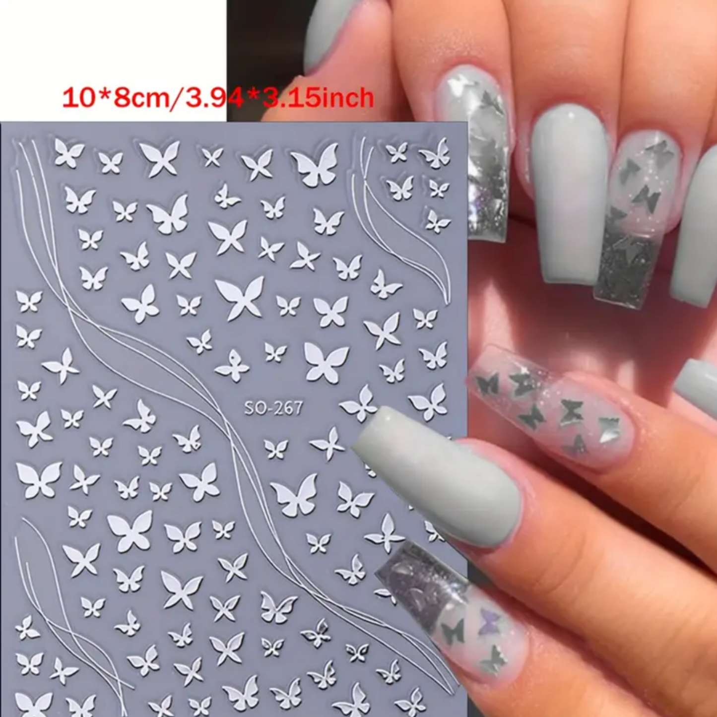 3D Butterfly Nail Stickers ā Self-Adhesive Nail Art Decals for Manicure & DIY Nail Design ā Multi-Color Butterfly Nail Stickers