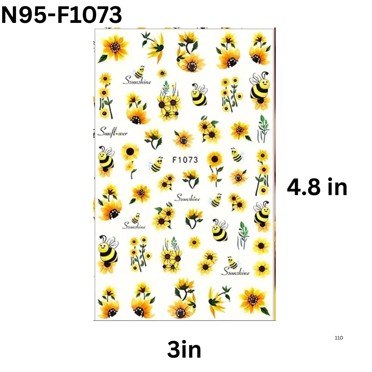 Cute Sunflower and Bee Nail Stickers ā 3D Nail Art for Natural or Acrylic Nails