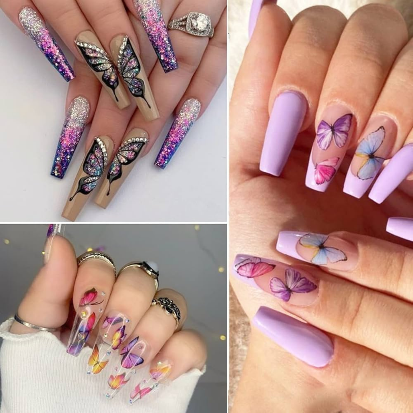 3D Butterfly Floral Nail Stickers, Spring/Summer Decals for Manicure, Gel, Dipping, Acrylic