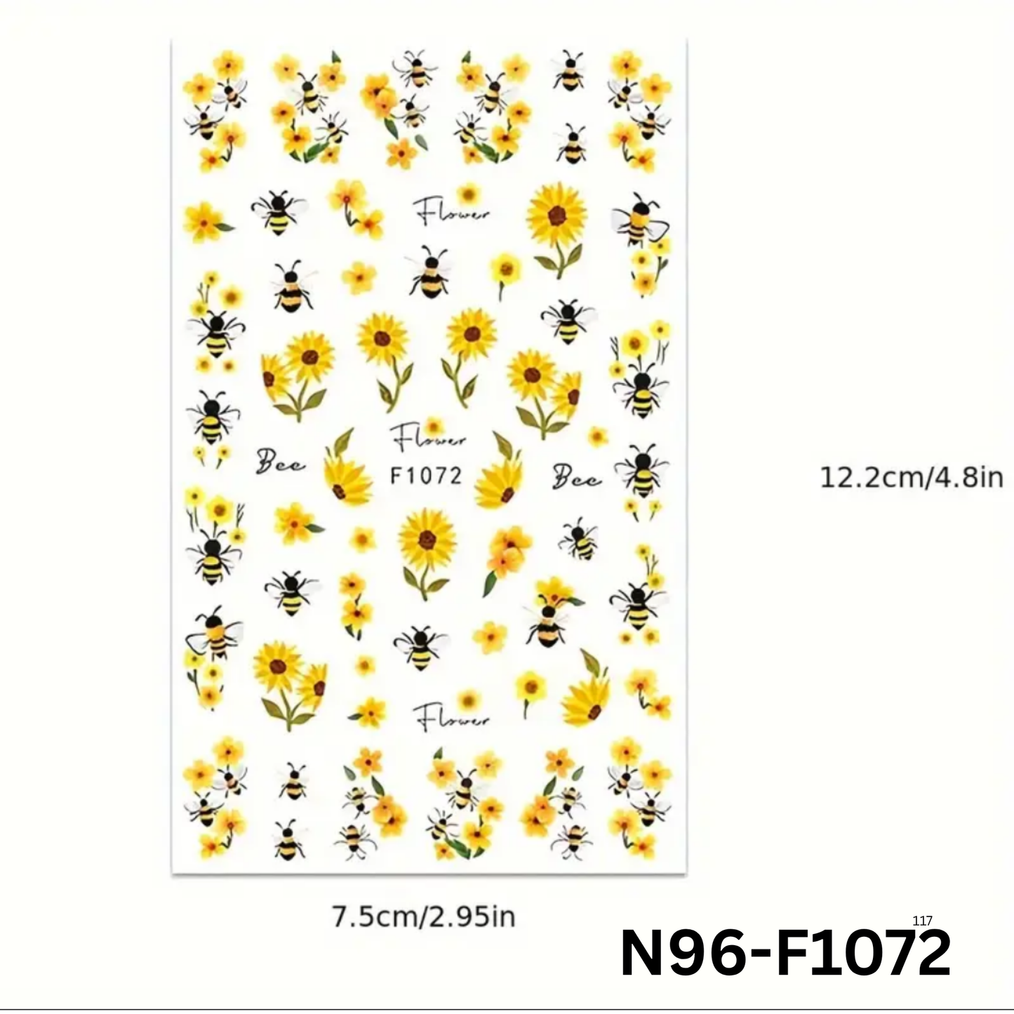 3D Nail Stickers Sunflower & Bee Design ā Self-Adhesive Nail Art Decoration
