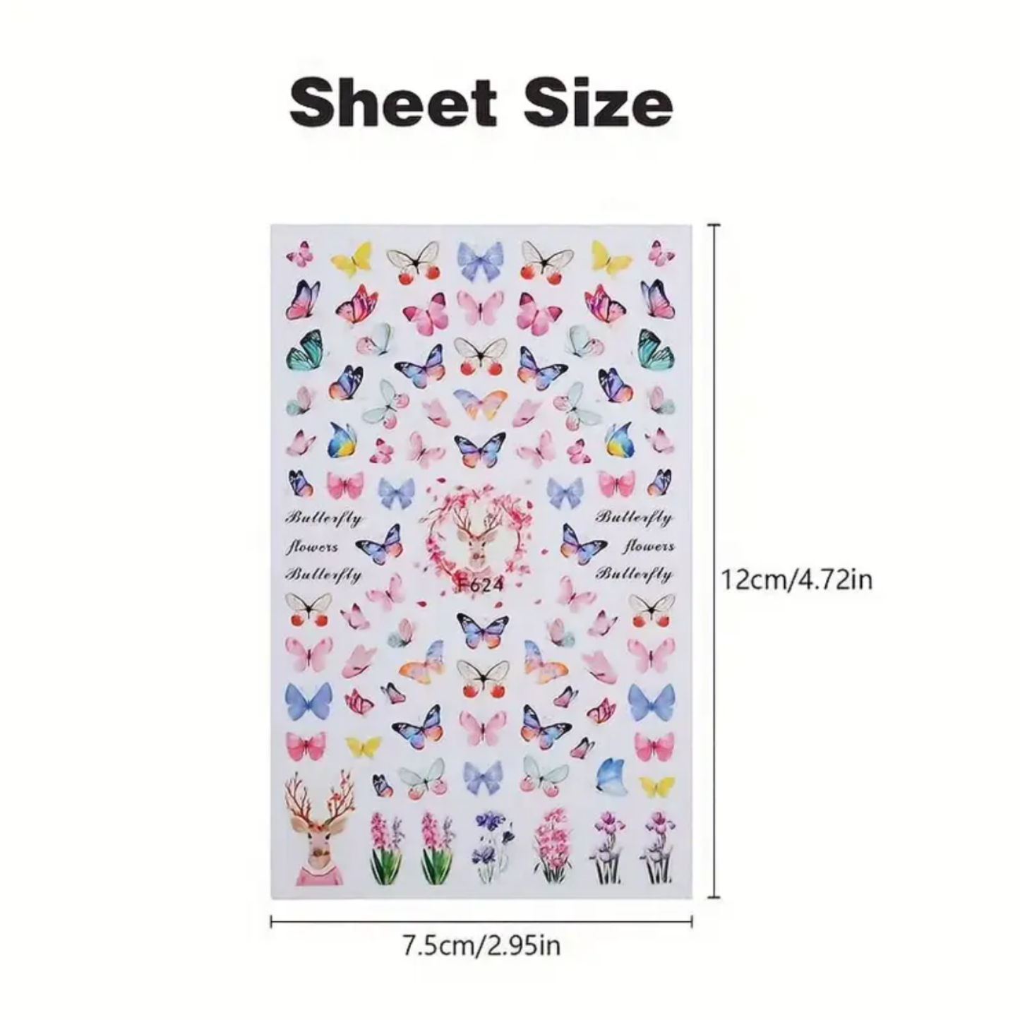 Nail Stickers 3D Butterfly, Floral Nail Stickers, Spring/Summer Decals for Manicure, Gel, Dipping, Acrylic