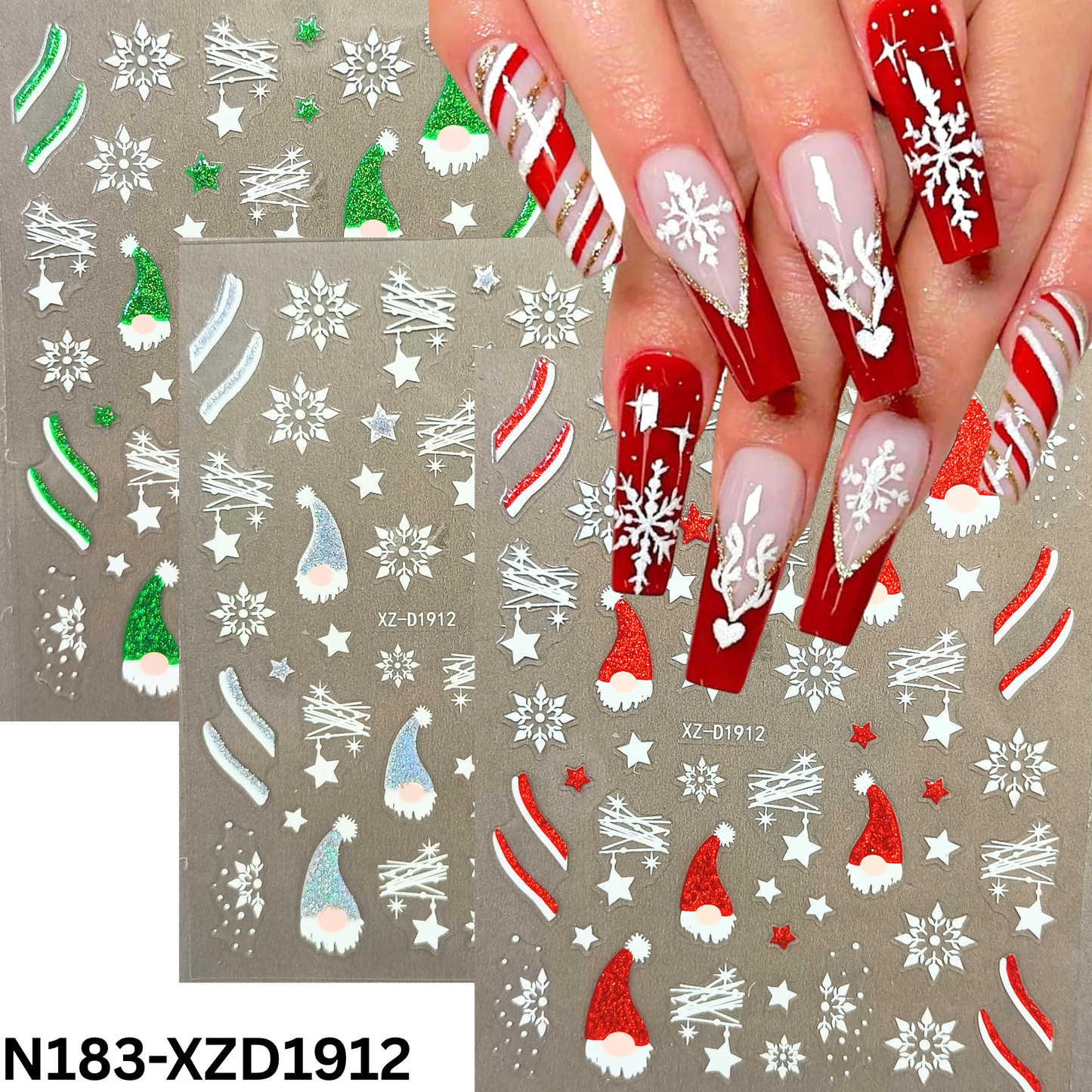 Festive Winter Snowflake Nail Design,Christmas Nail Decals