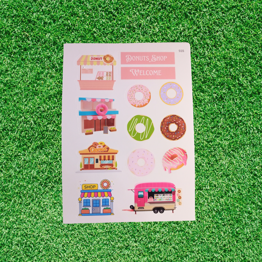 Donut Shop Vibes Handmade Donut Sticker – Glossy & Matte Options for Creative Decoration
