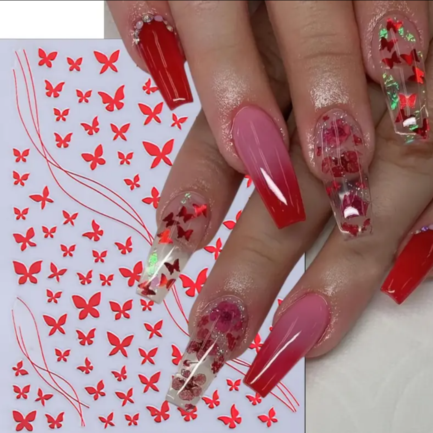 3D Butterfly Nail Stickers ā Self-Adhesive Nail Art Decals for Manicure & DIY Nail Design ā Multi-Color Butterfly Nail Stickers