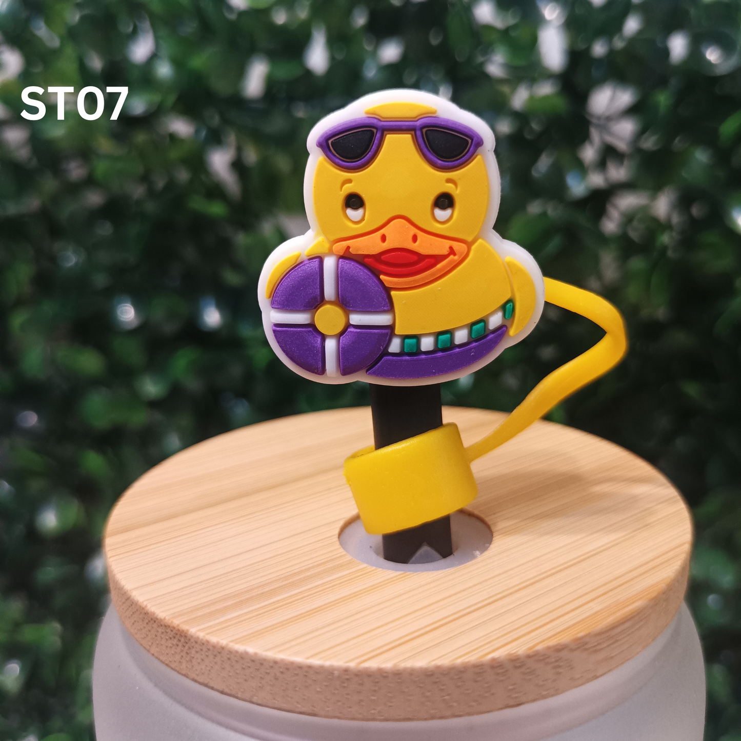 Cartoon Duck Silicone Straw Covers 10mm Reusable Drink Toppers for 30oz & 40oz Tumblers
