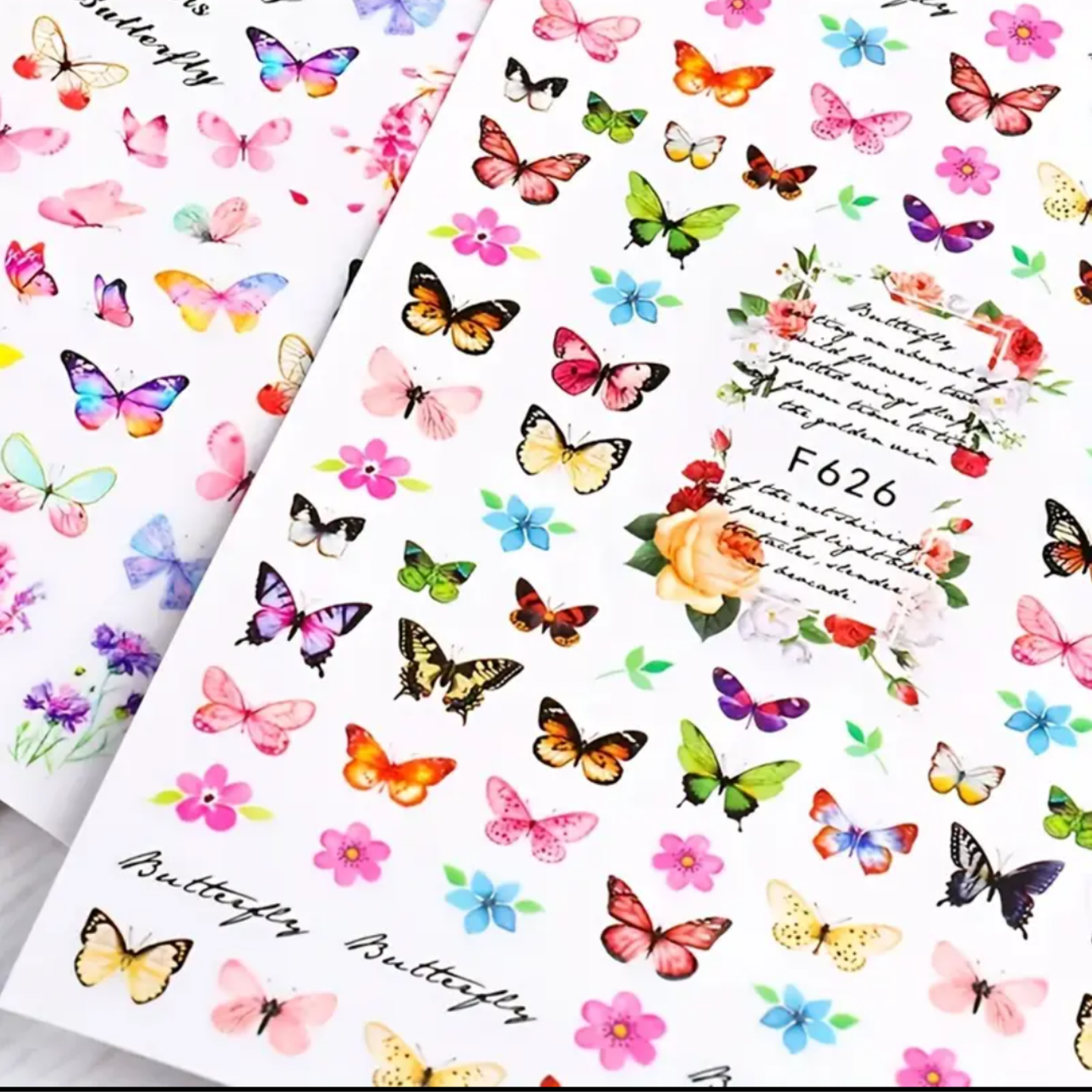 3D Butterfly Floral Nail Stickers, Spring/Summer Decals for Manicure, Gel, Dipping, Acrylic