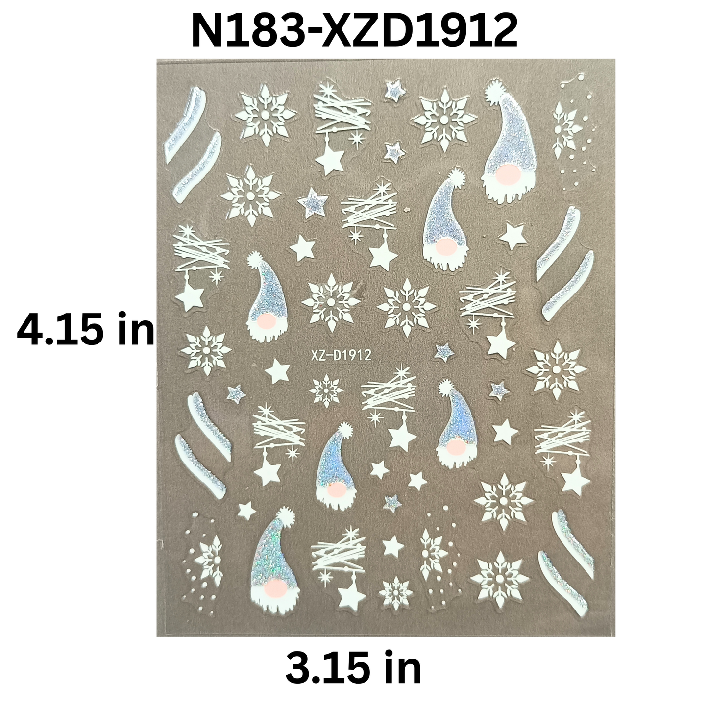 Festive Winter Snowflake Nail Design,Christmas Nail Decals