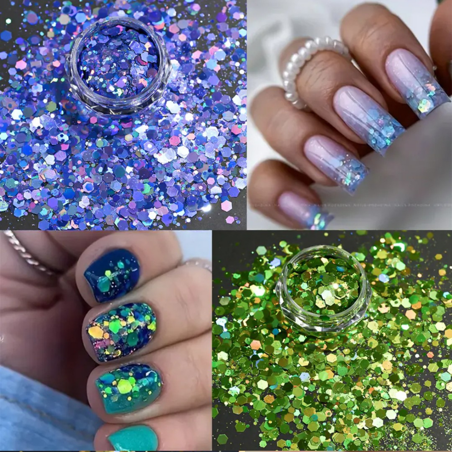 24 Colors Glitter Nail Art Sequins Set – Holographic Chunky Glitter Powder for Nails, Crafts & DIY