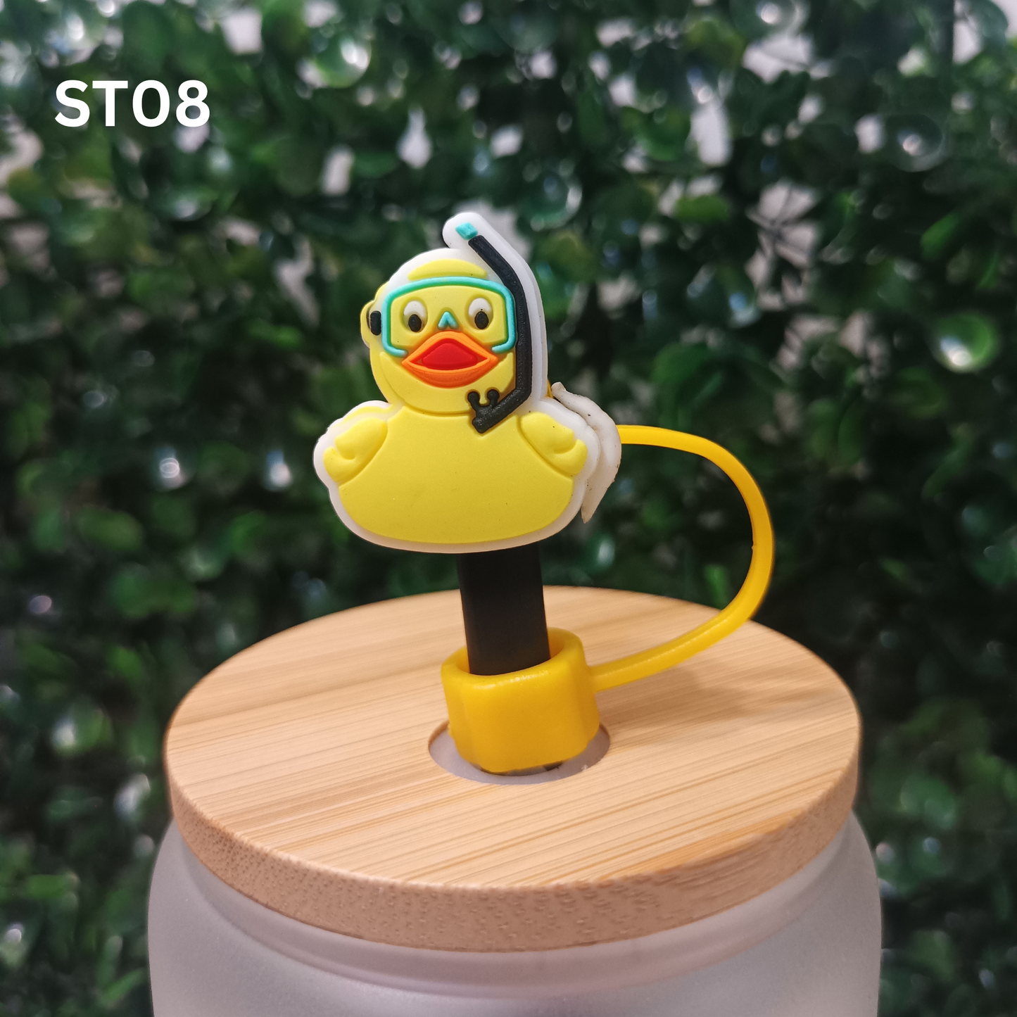 Cartoon Duck Silicone Straw Covers 10mm Reusable Drink Toppers for 30oz & 40oz Tumblers