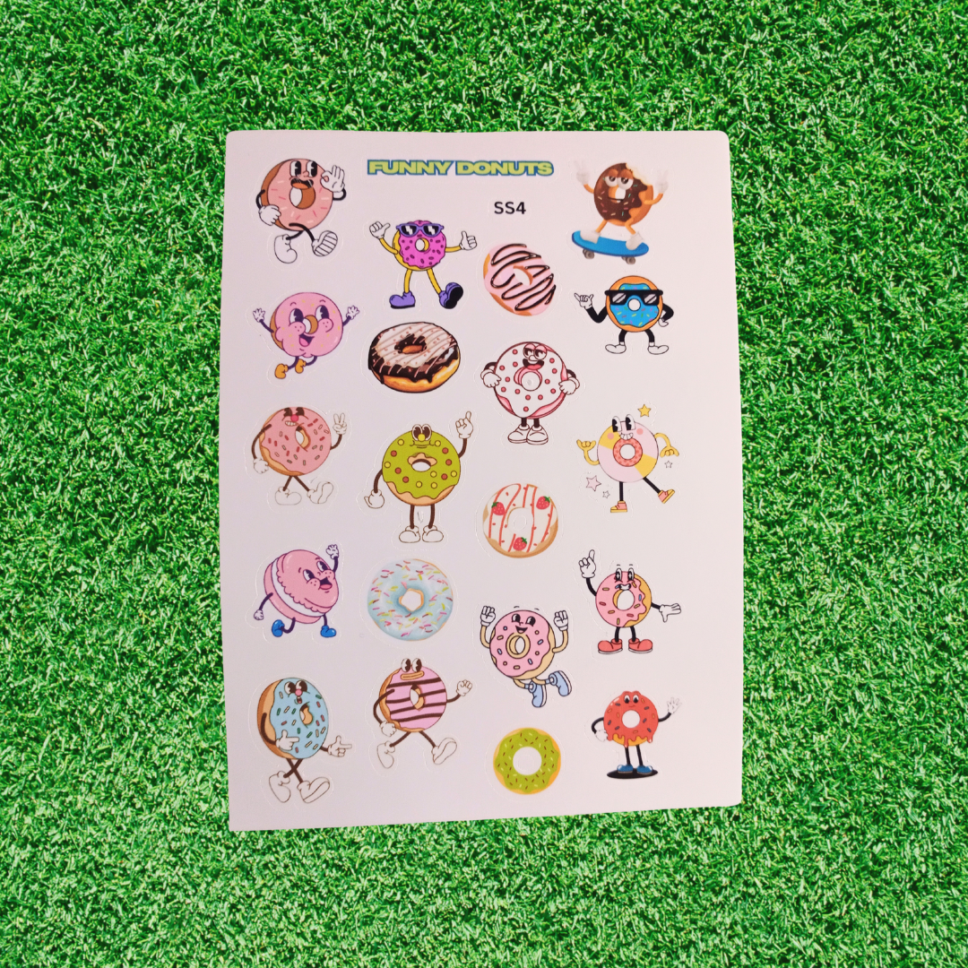 Funny Donuts Handmade Donut Sticker Sheet – Cute Themed Stickers