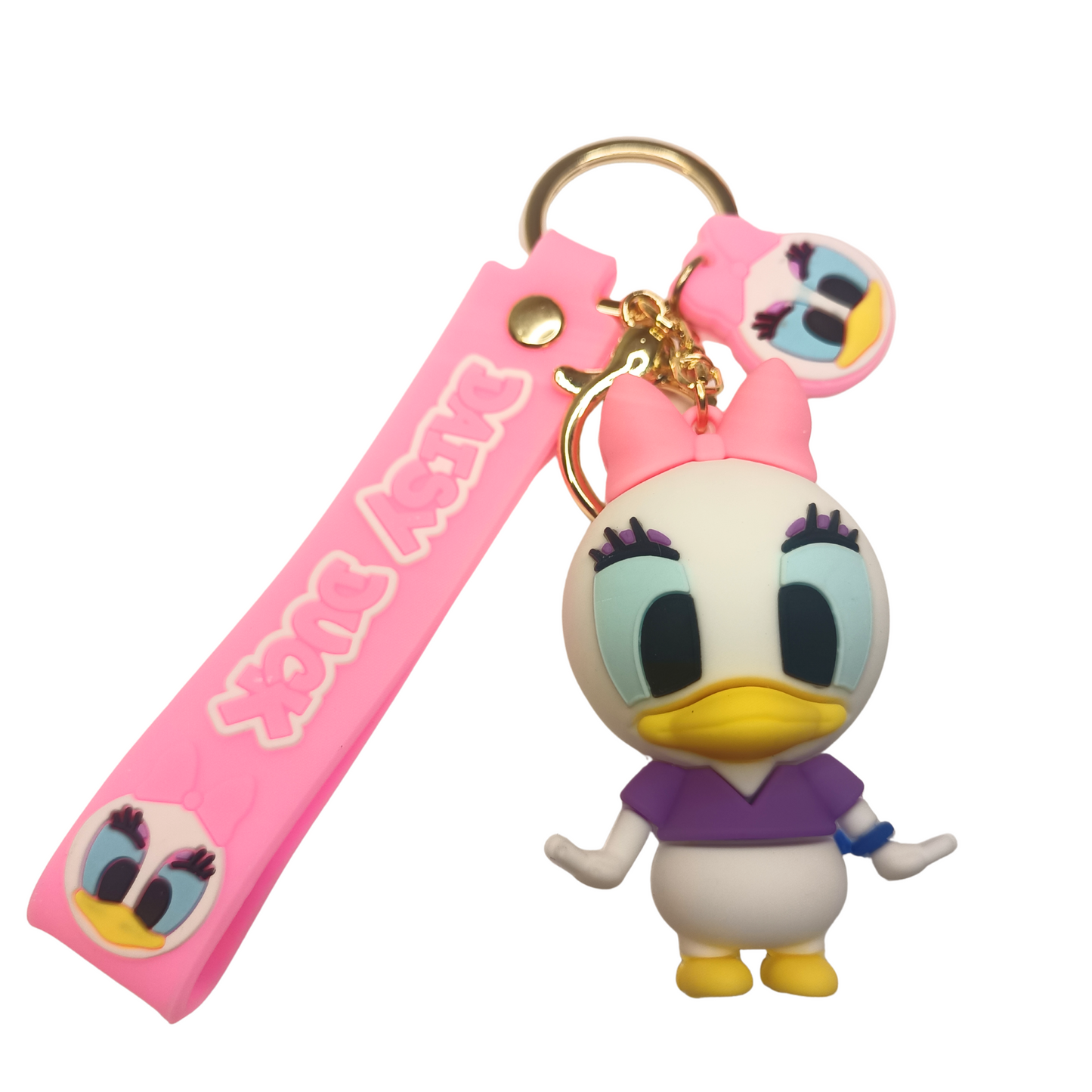 Adorable Pink Daisy Duck Keychain with Strap – Cute Cartoon Bag Charm & Gift Idea