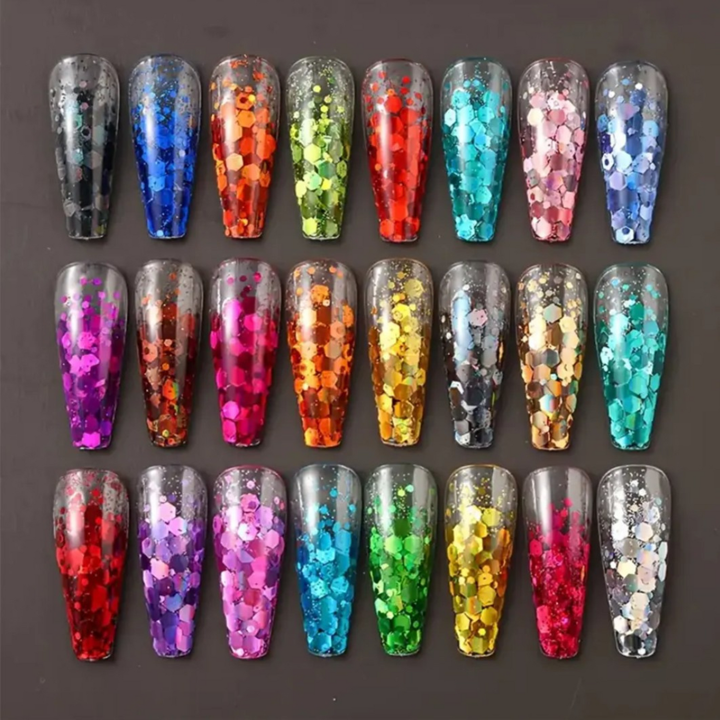 24 Colors Glitter Nail Art Sequins Set – Holographic Chunky Glitter Powder for Nails, Crafts & DIY