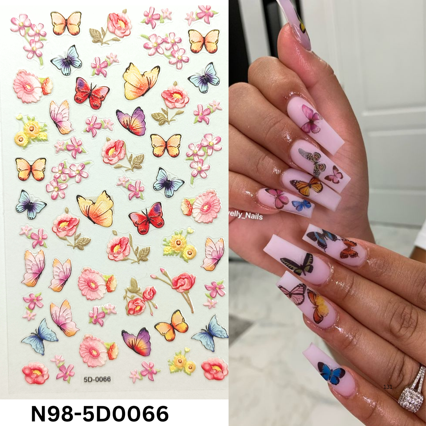 5D Nail Decals ā Butterfly & Flower Embossed Stickers for Nail Lovers