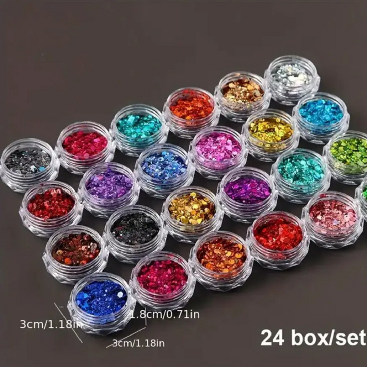 24 Colors Glitter Nail Art Sequins Set – Holographic Chunky Glitter Powder for Nails, Crafts & DIY