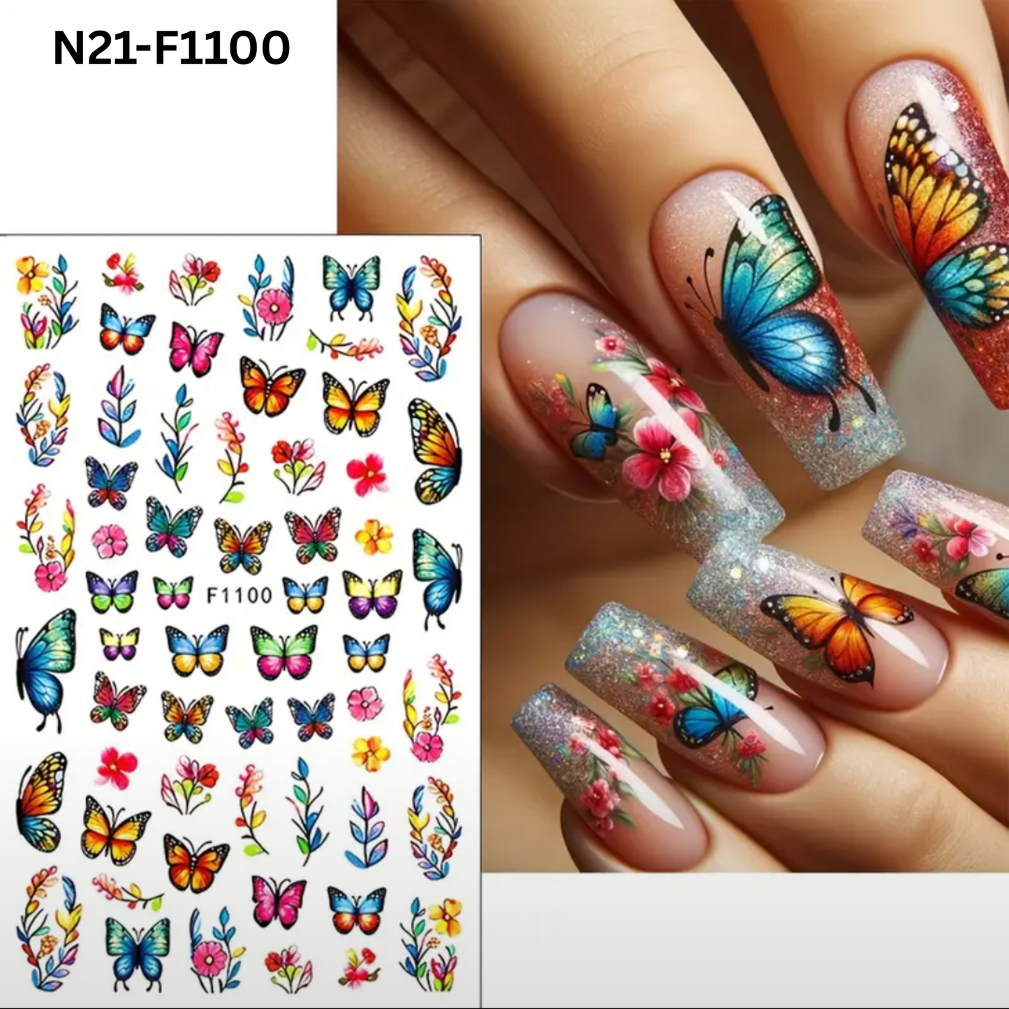 3D Nail Stickers,3D Butterfly Spring Summer Rose Butterfly Flower Nail Art Stickers