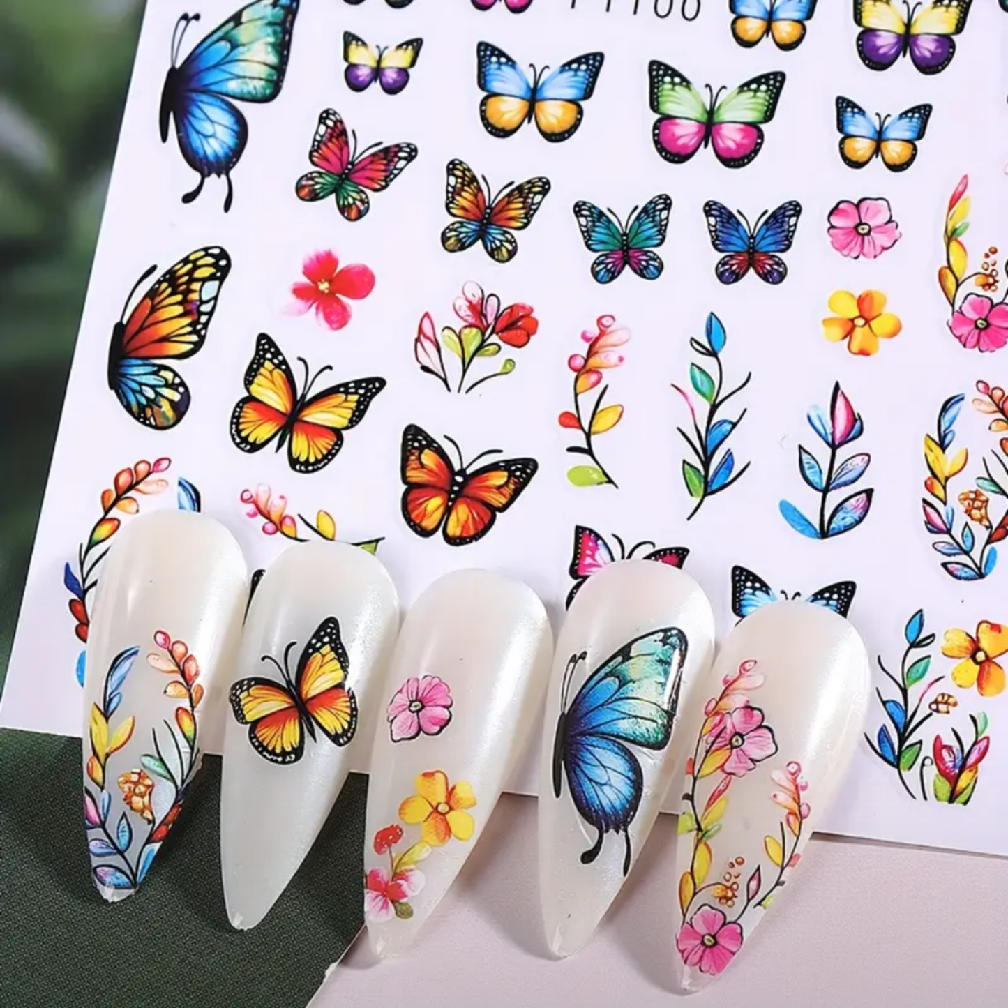 3D Nail Stickers,3D Butterfly Spring Summer Rose Butterfly Flower Nail Art Stickers