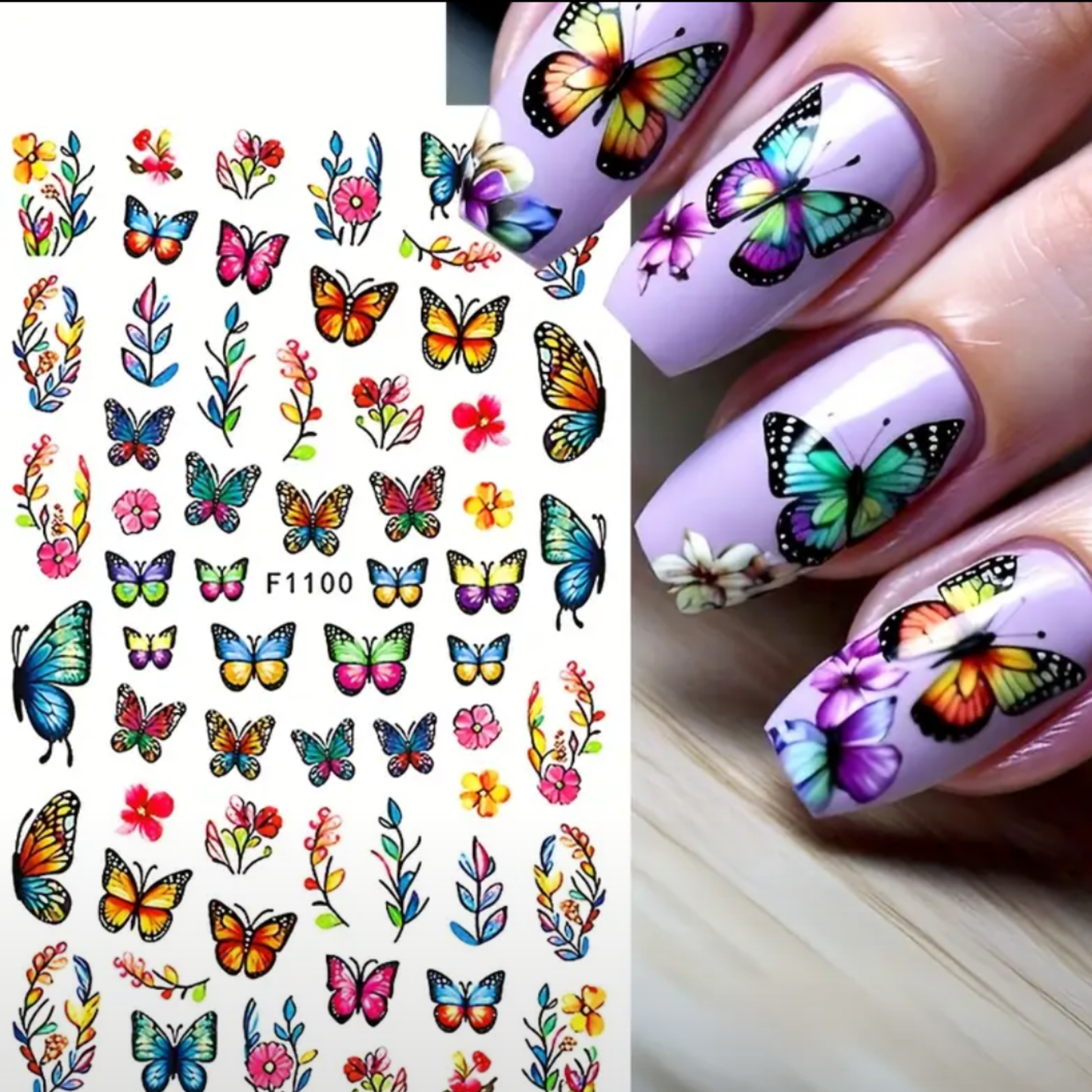 3D Nail Stickers,3D Butterfly Spring Summer Rose Butterfly Flower Nail Art Stickers