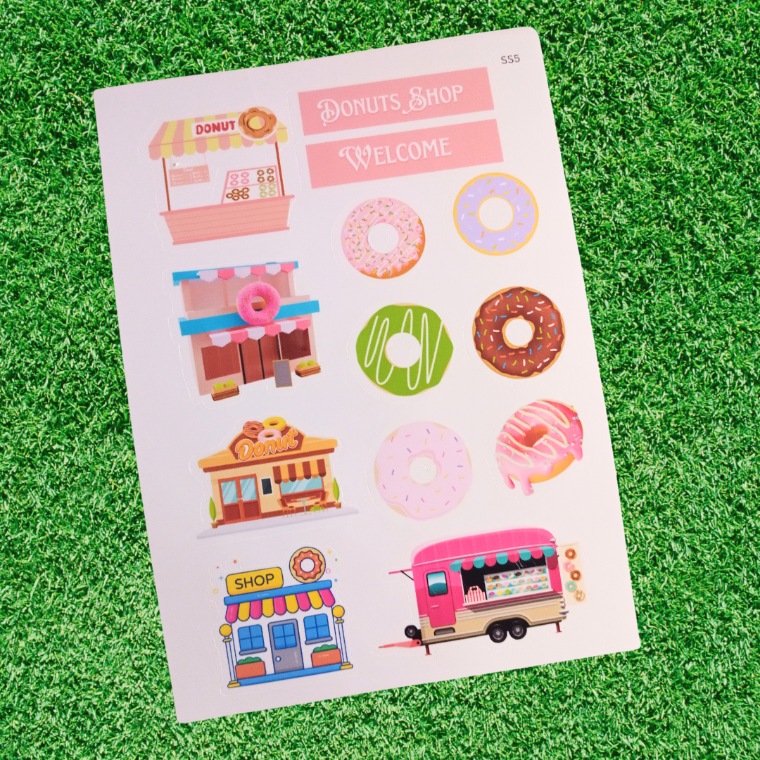 Donut Shop Vibes Handmade Donut Sticker – Glossy & Matte Options for Creative Decoration
