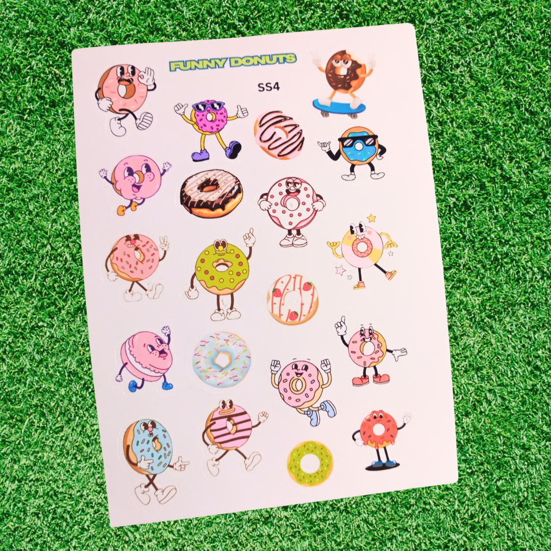 Funny Donuts Handmade Donut Sticker Sheet – Cute Themed Stickers