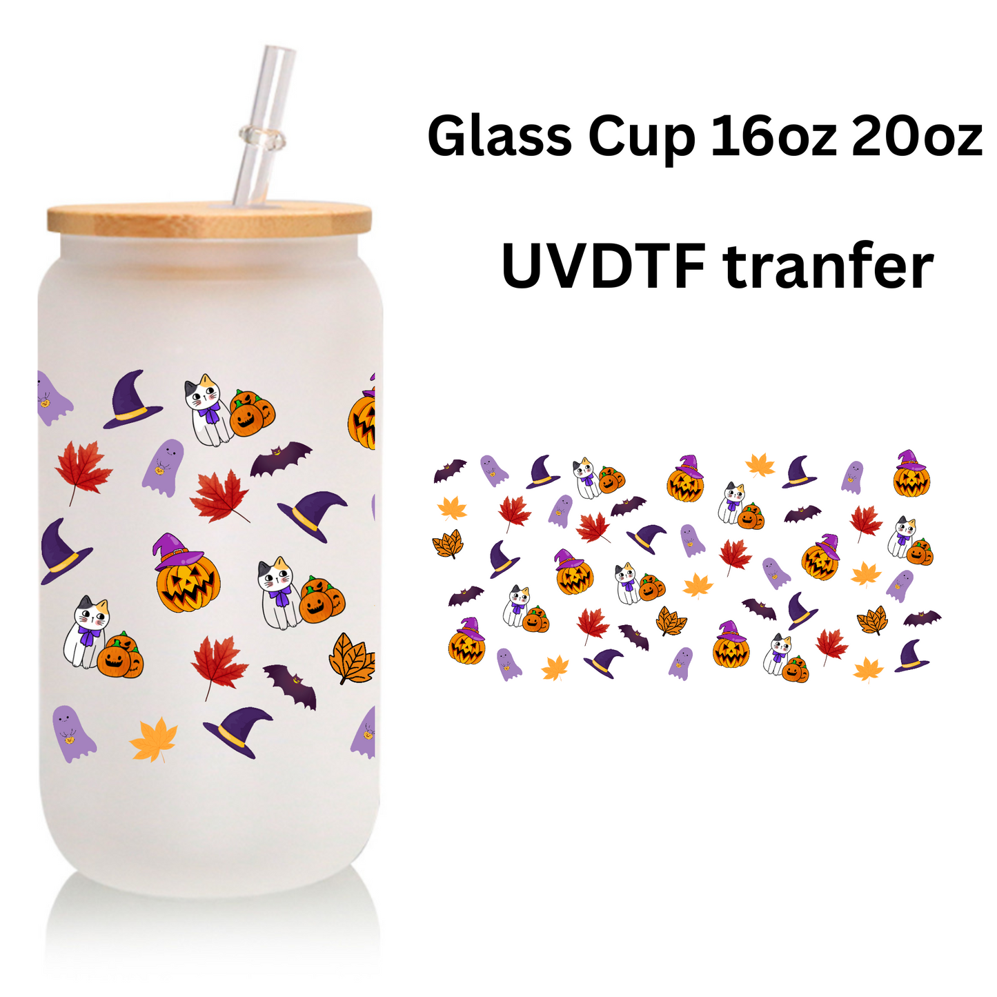 Frosted Halloween Cup Set – Witches Hat Design, 16oz/20oz with Straw