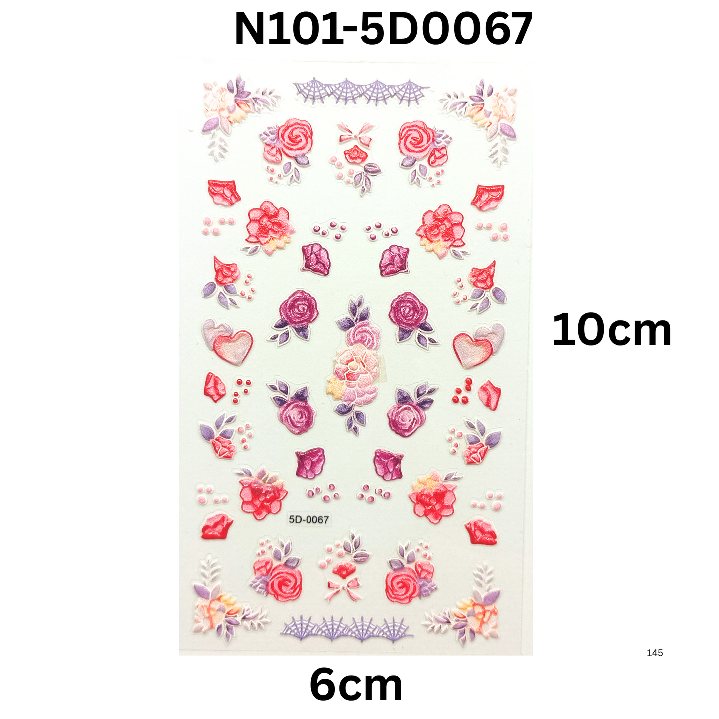 5D Rose Flower Nail Art Stickers β Embossed Floral Nail Decals for Manicure