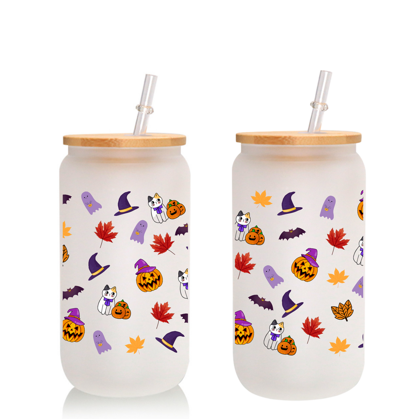 Frosted Halloween Cup Set – Witches Hat Design, 16oz/20oz with Straw