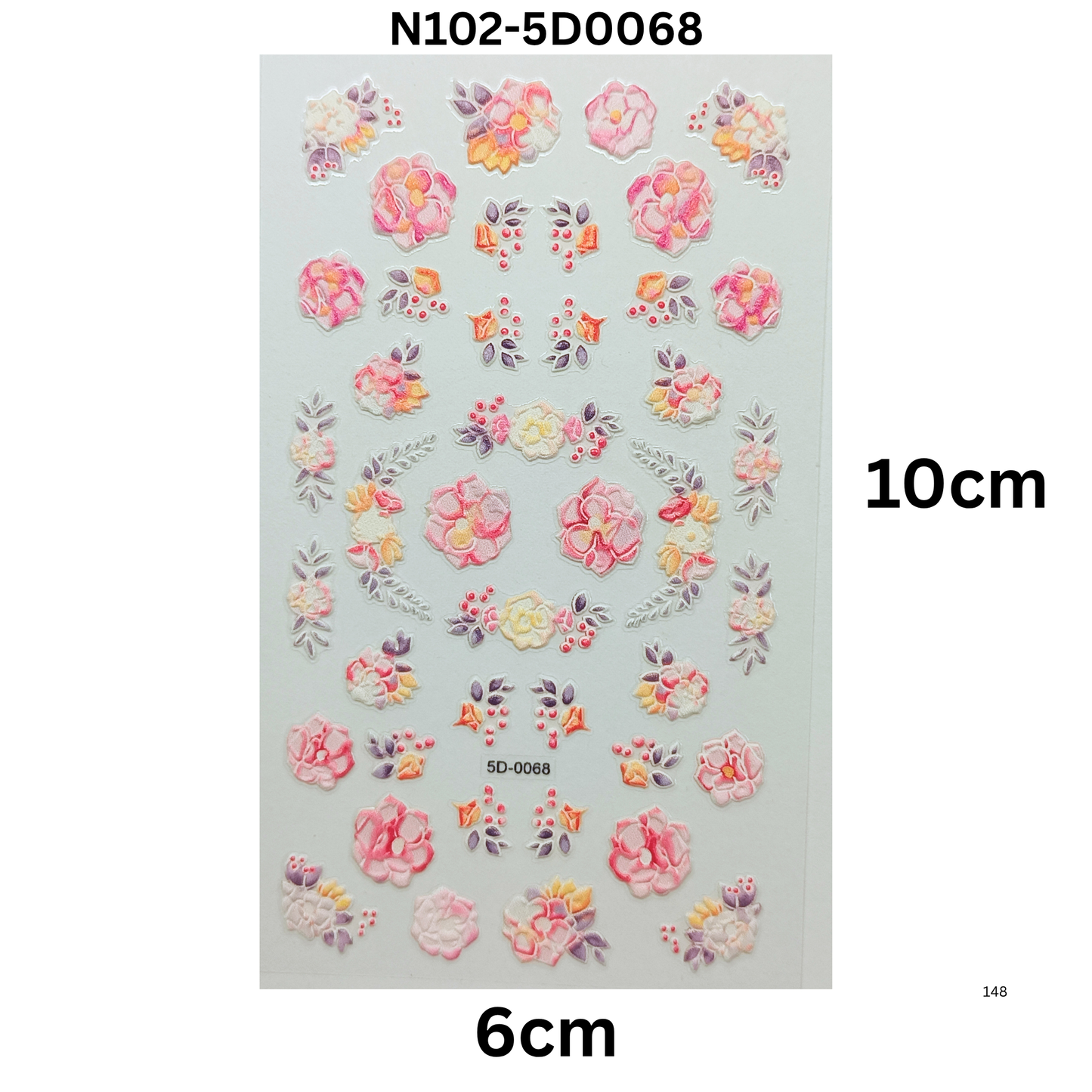 5D Embossed Rose Nail Stickers β Self-Adhesive Floral Decals for Nails