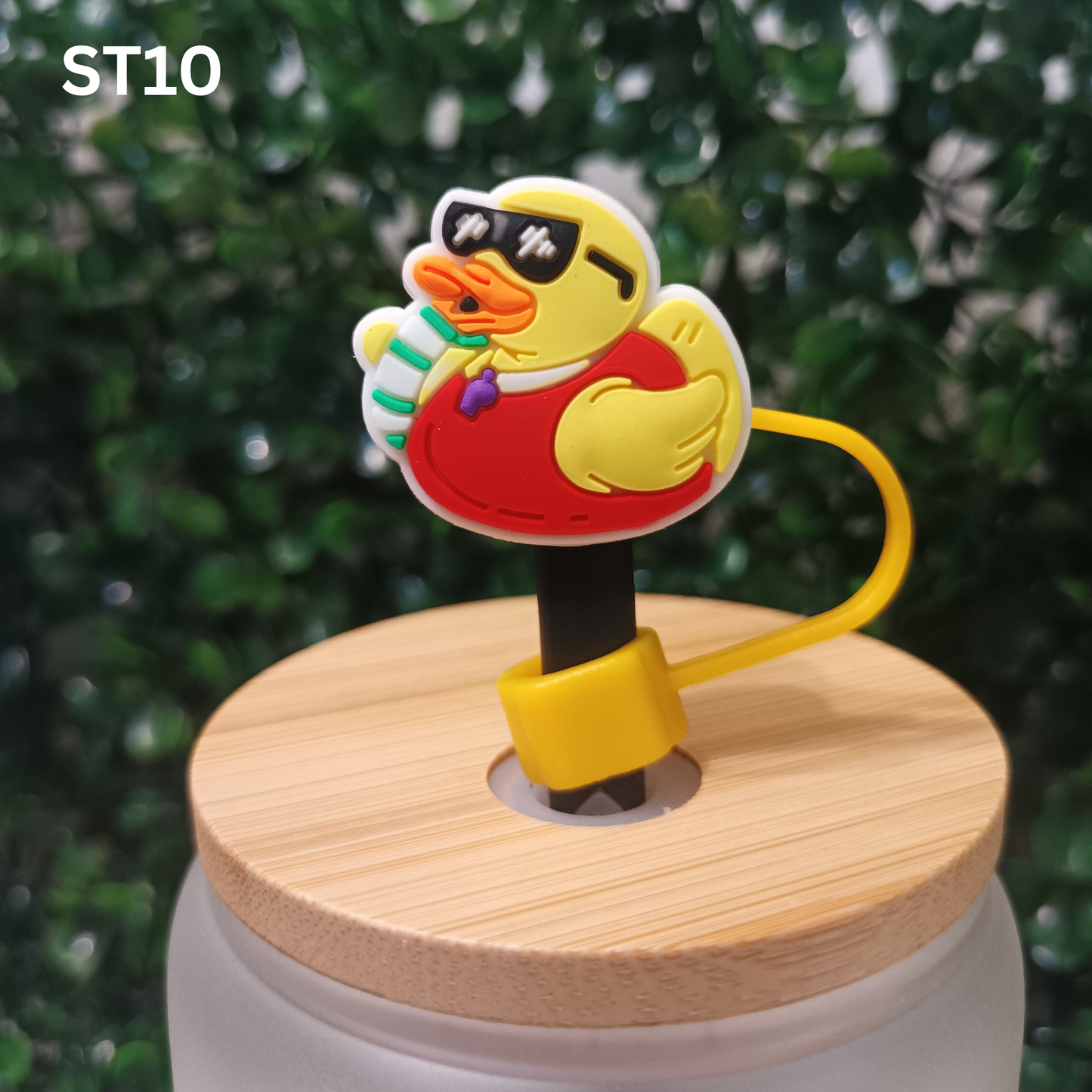 Cartoon Duck Silicone Straw Covers 10mm Reusable Drink Toppers for 30oz & 40oz Tumblers