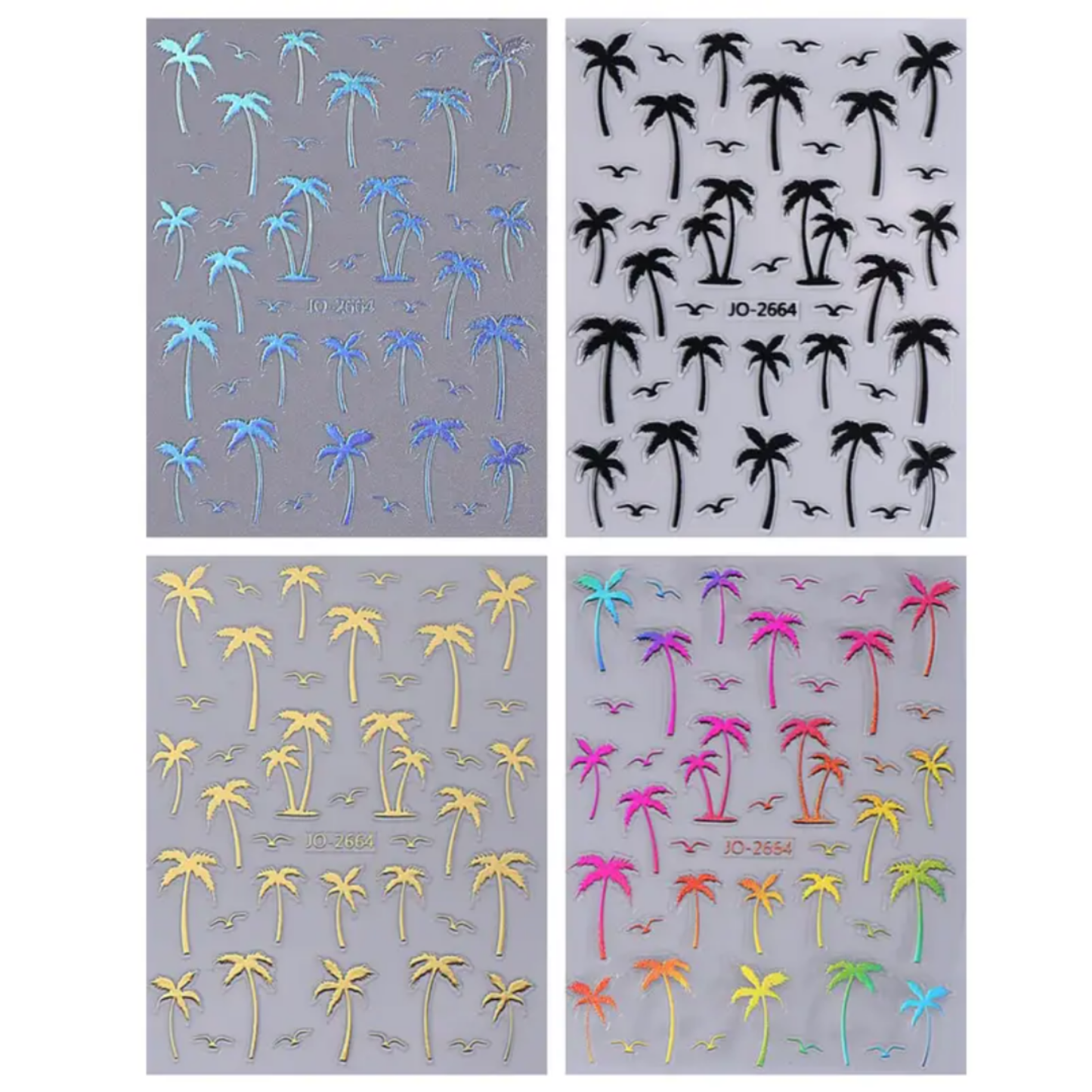 3D Palm Tree Nail Stickers β Tropical Beach Nail Art Decals β Sunset & Summer Nail Design β Self-Adhesive, Multiple Colors