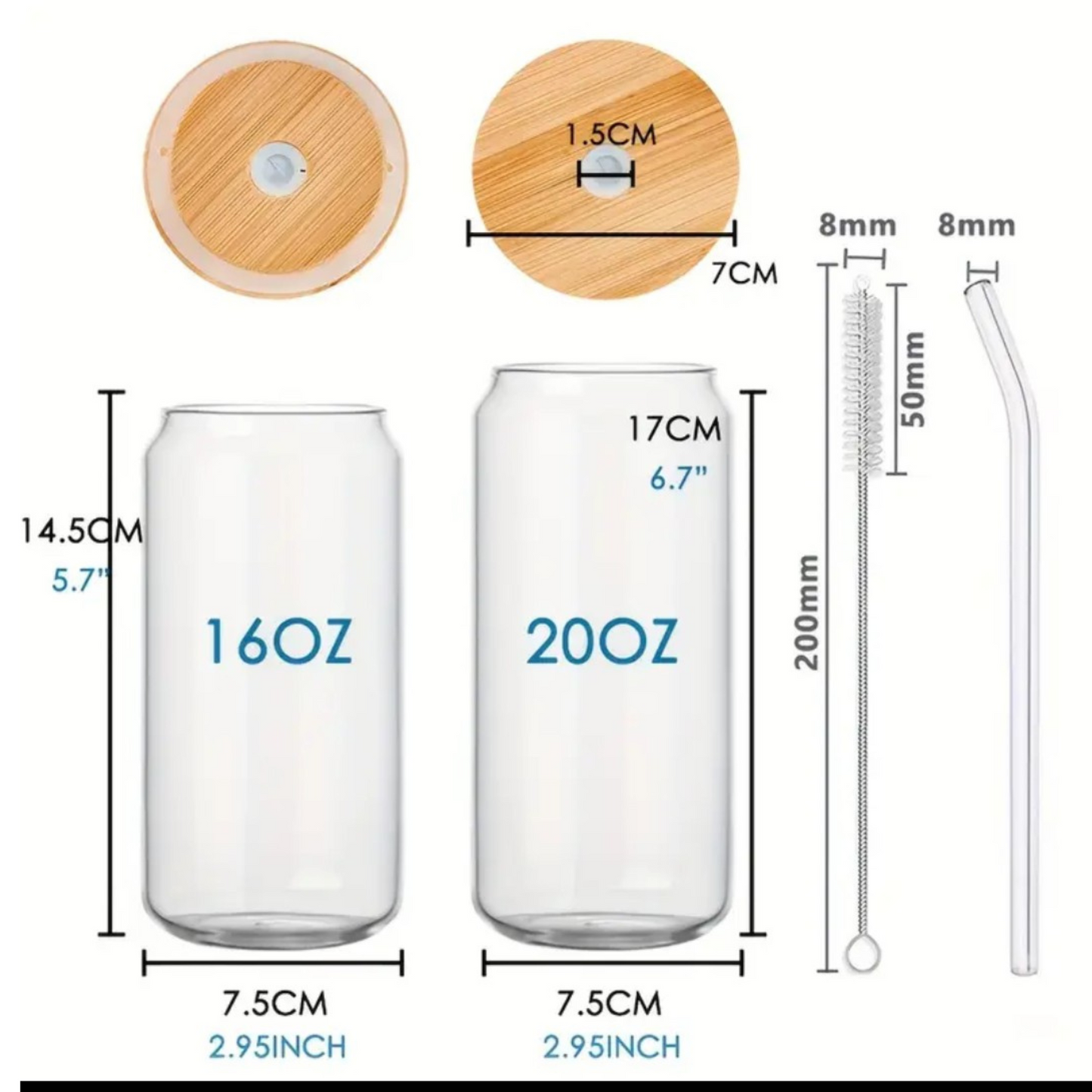 Teacher Love Inspire Frosted Glass Cup – 16oz / 20oz Tumbler with Glass Straw & Bamboo Lid – Personalized Gift for Teachers, Office, Home, or Party