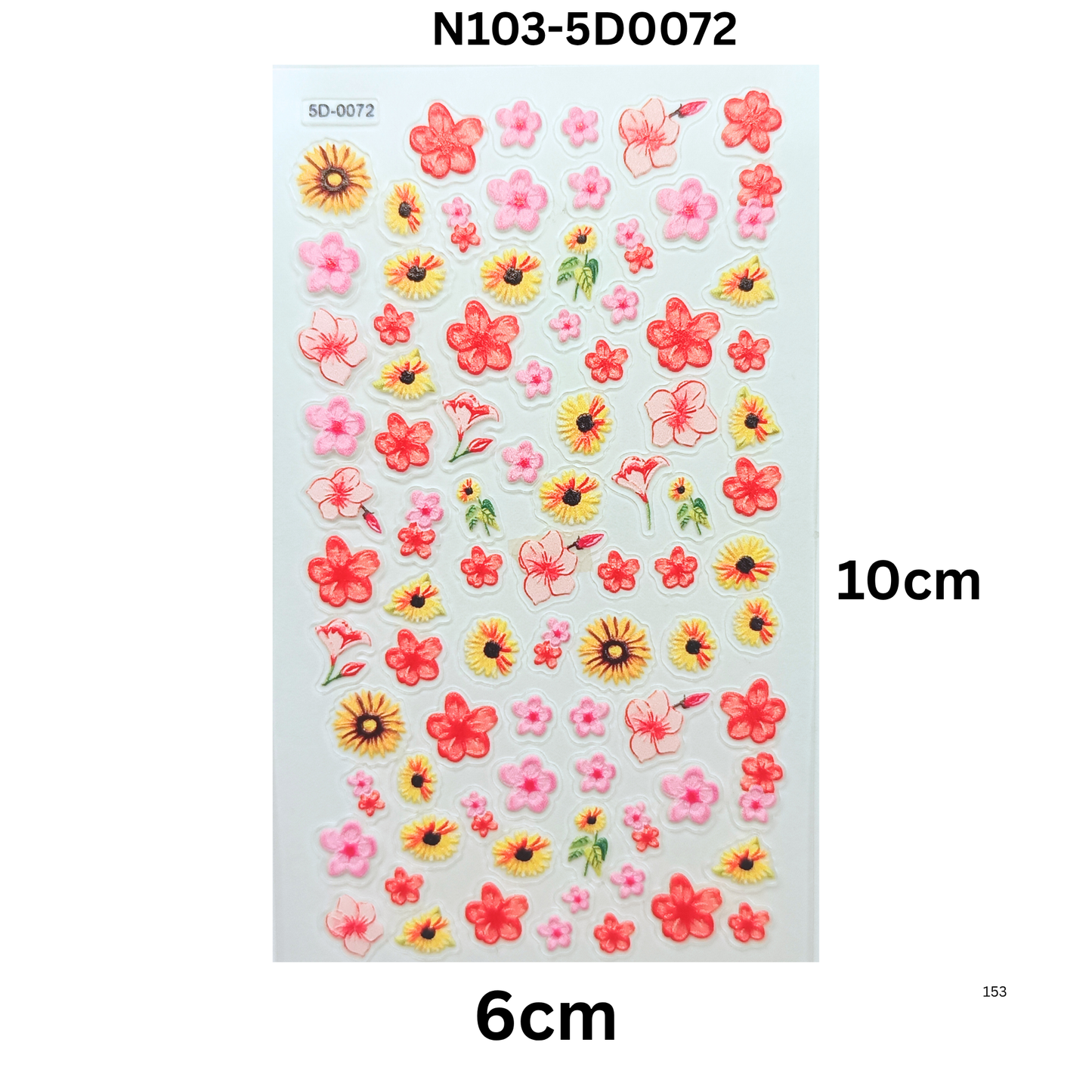 5D Embossed Floral Nail Stickers ā Sunflower Design for DIY & Salon Nails