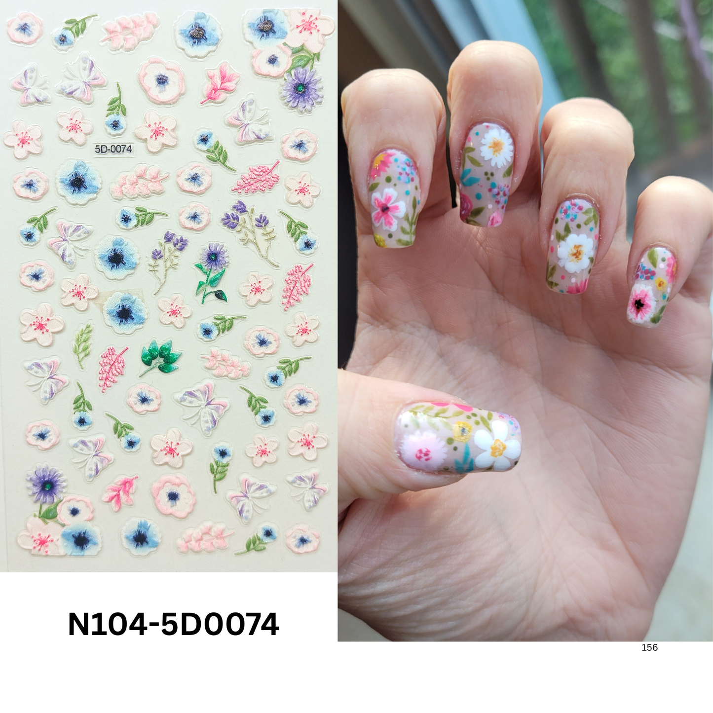 Bloom Nail Art Stickers ā 5D Textured Floral Nail Decals