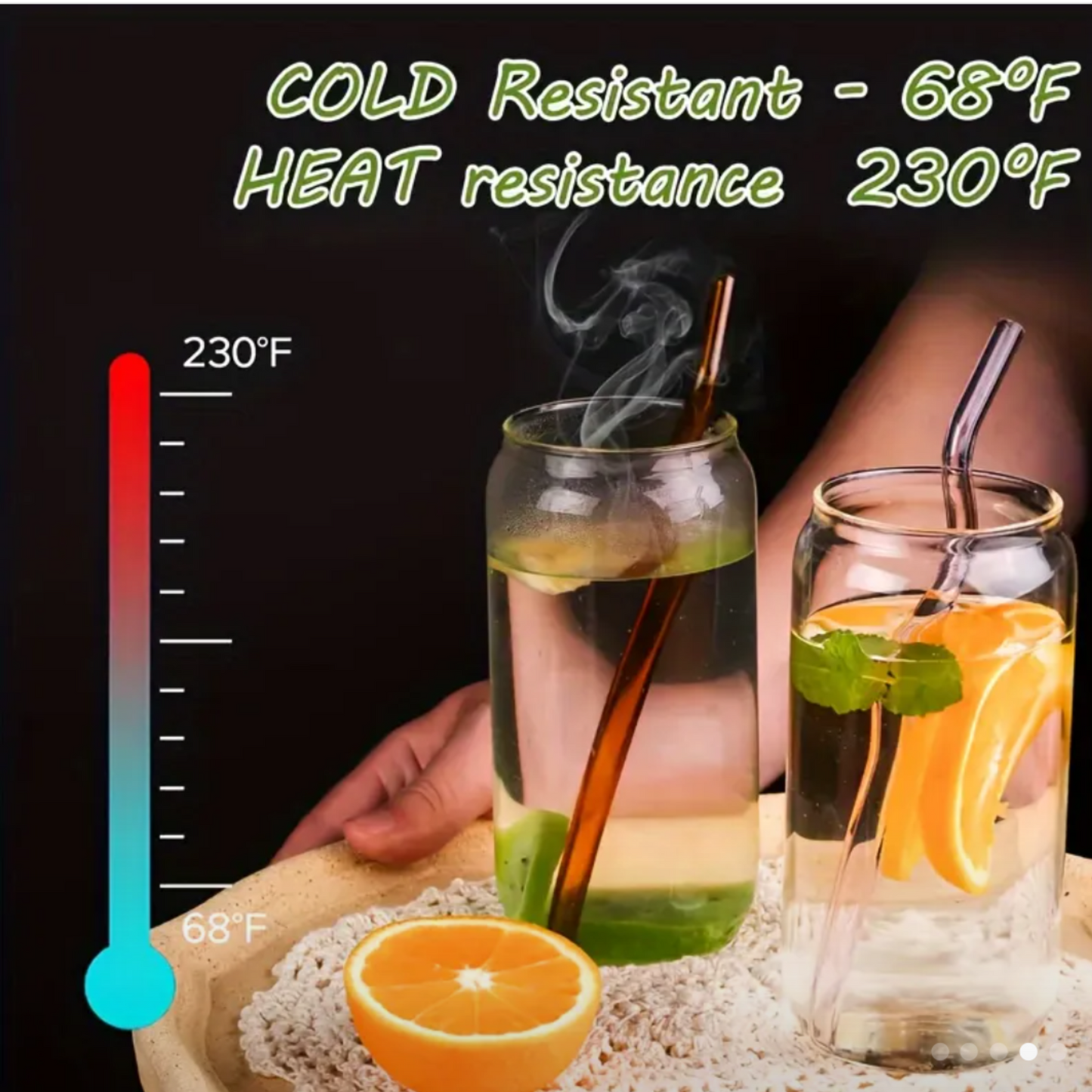 4pcs Wavy Glass Straws, Reusable Colorful Glass Straws, with 1 Cleaning Brush