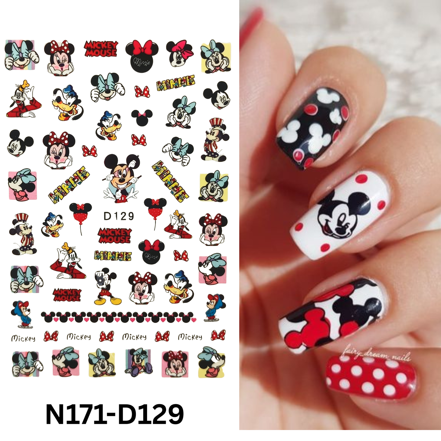 Disney-Inspired Mickey & Minnie Nail Stickers – Romantic Nail Design