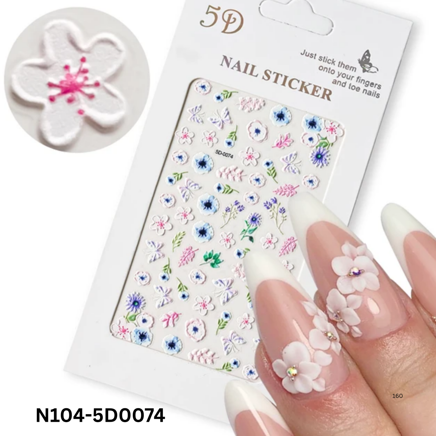 Bloom Nail Art Stickers ā 5D Textured Floral Nail Decals