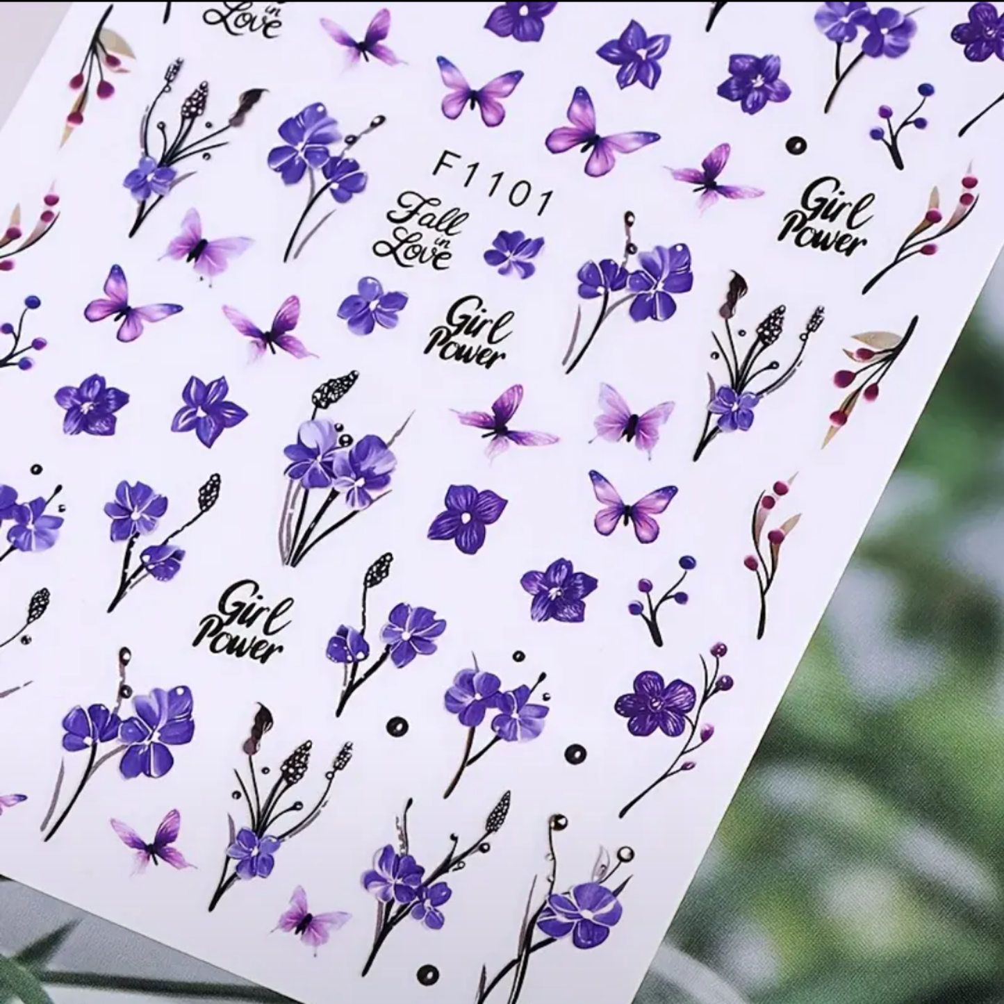 3D Purple Flower Lilac Pattern Nail Art Decals,Manicure Designs, Nail Art Decor Floral Nail Design Durable, Nail Art Decorations