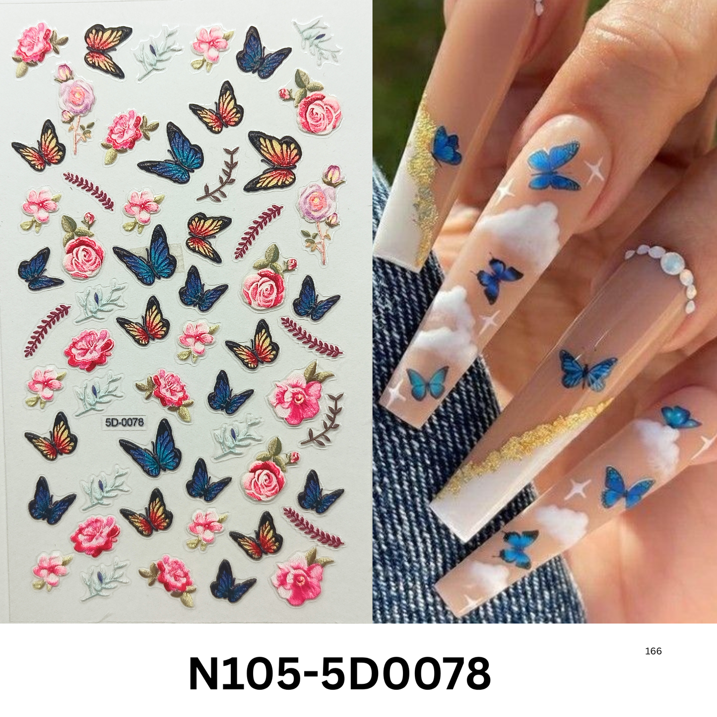 5D Nail Art Stickers ā Butterfly and Bloom Designs for Manicure