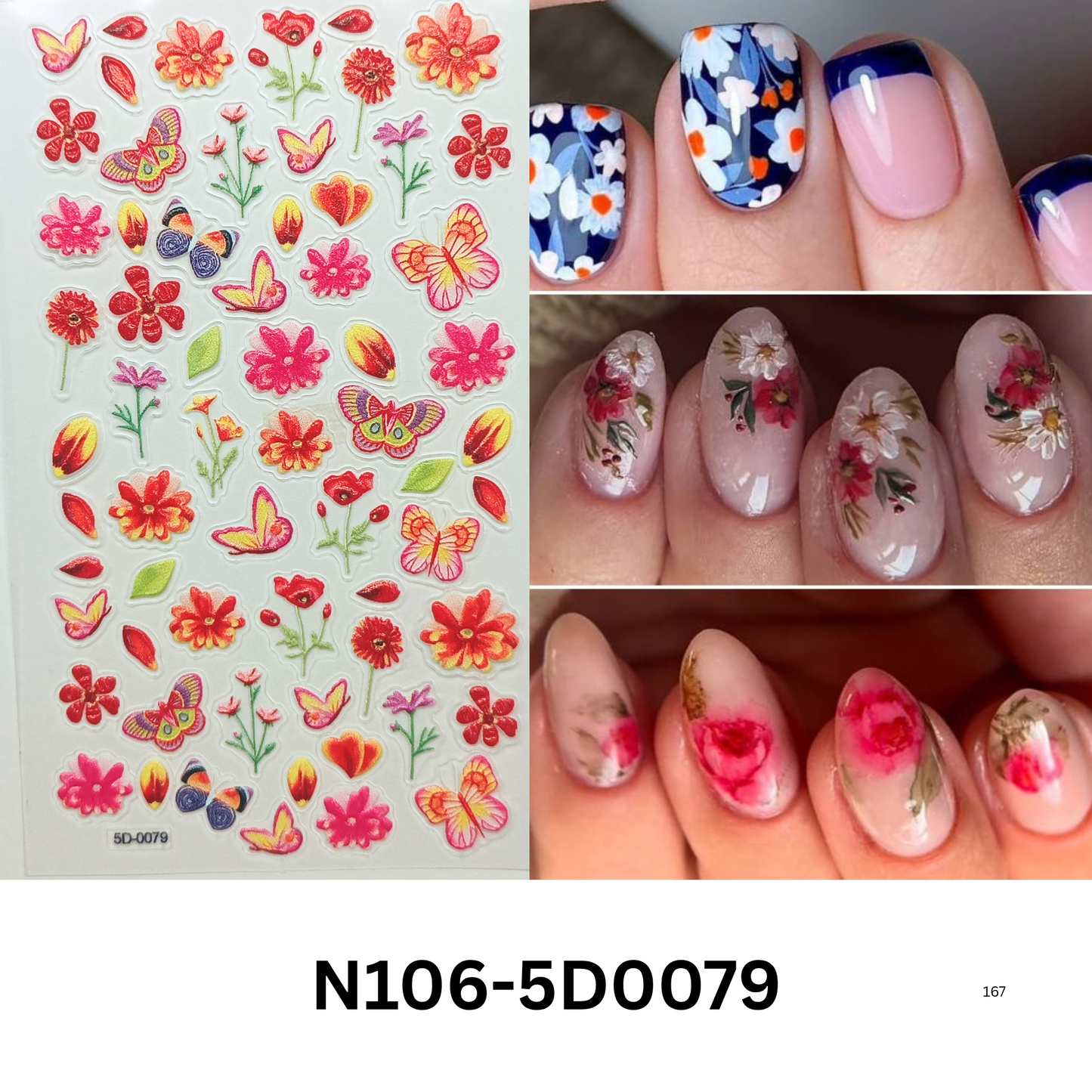 5D Nail Decals ā Butterfly & Flower Embossed Stickers for Nail Lovers
