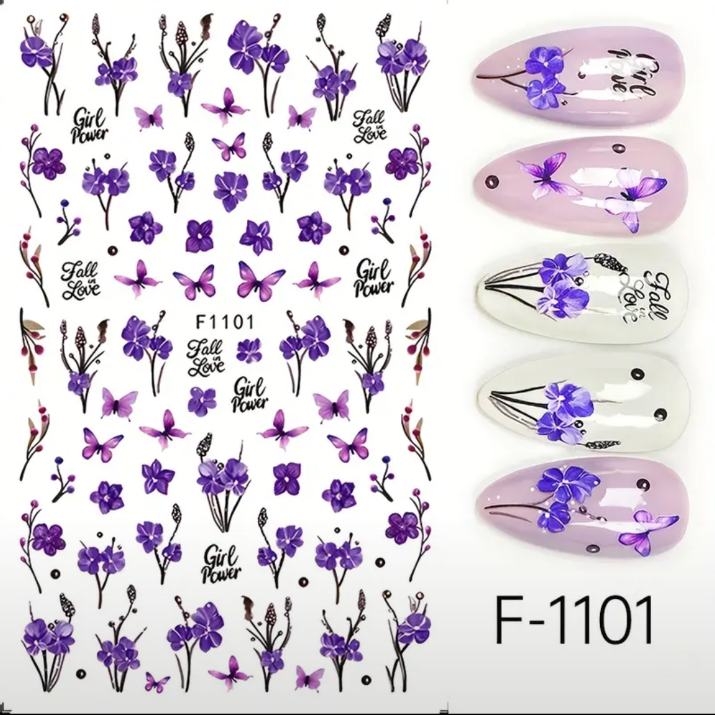 3D Purple Flower Lilac Pattern Nail Art Decals,Manicure Designs, Nail Art Decor Floral Nail Design Durable, Nail Art Decorations