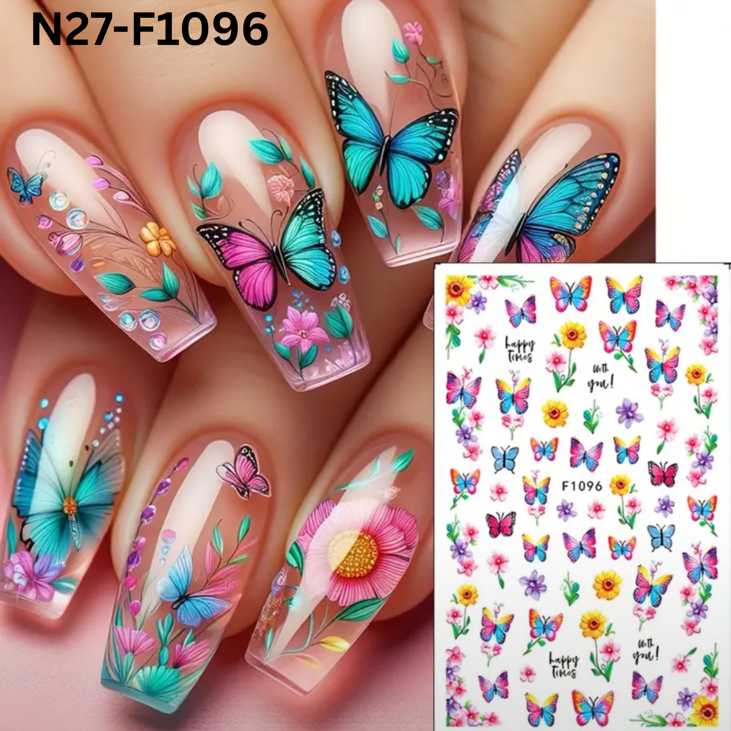 3D Spring Butterfly & Floral Nail StickersManicure Designs, Nail Art Decor | Floral Nail Design | Durable Nail Decals, Nail Art Decorations